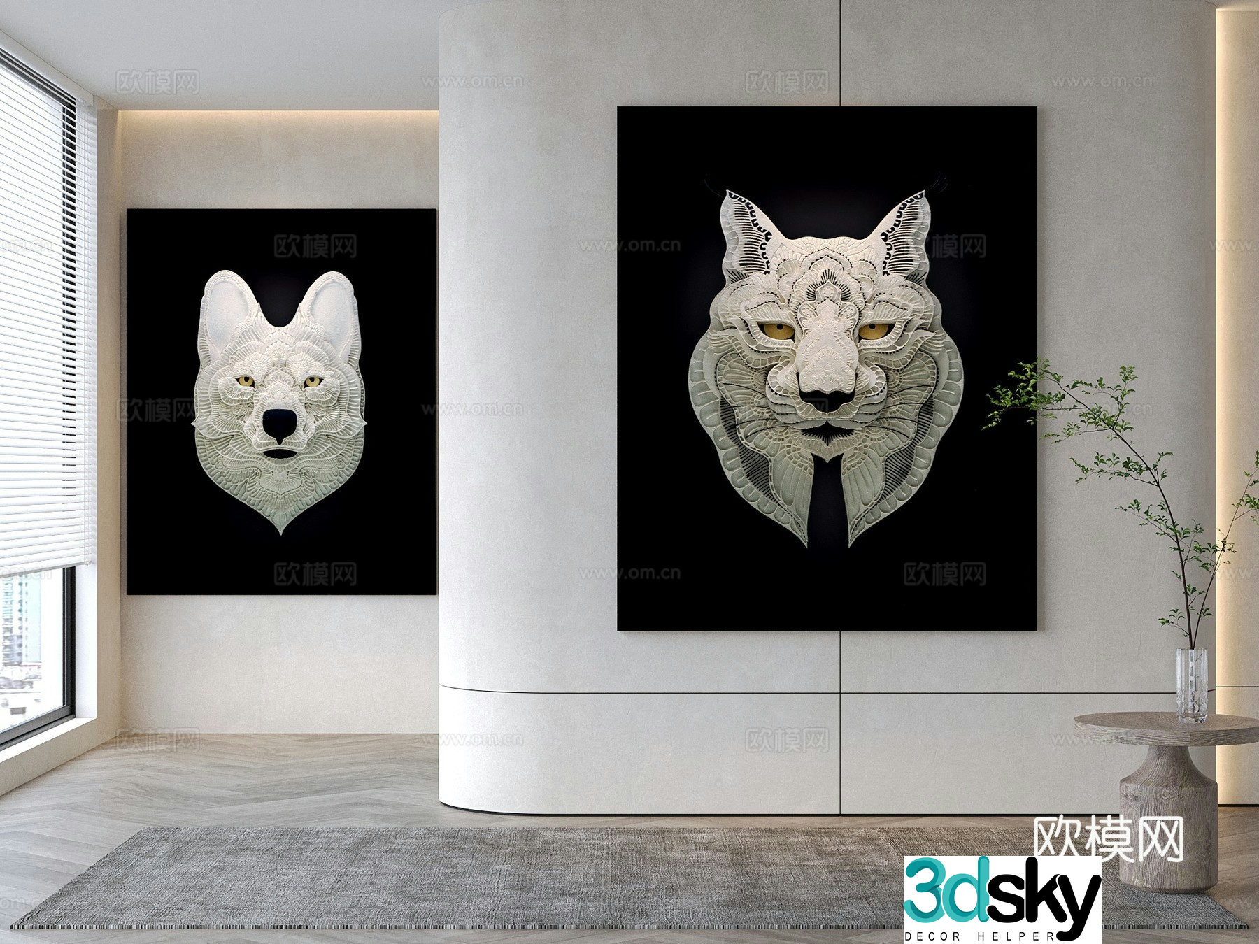 Modern decorative painting Animal hanging painting 3d model