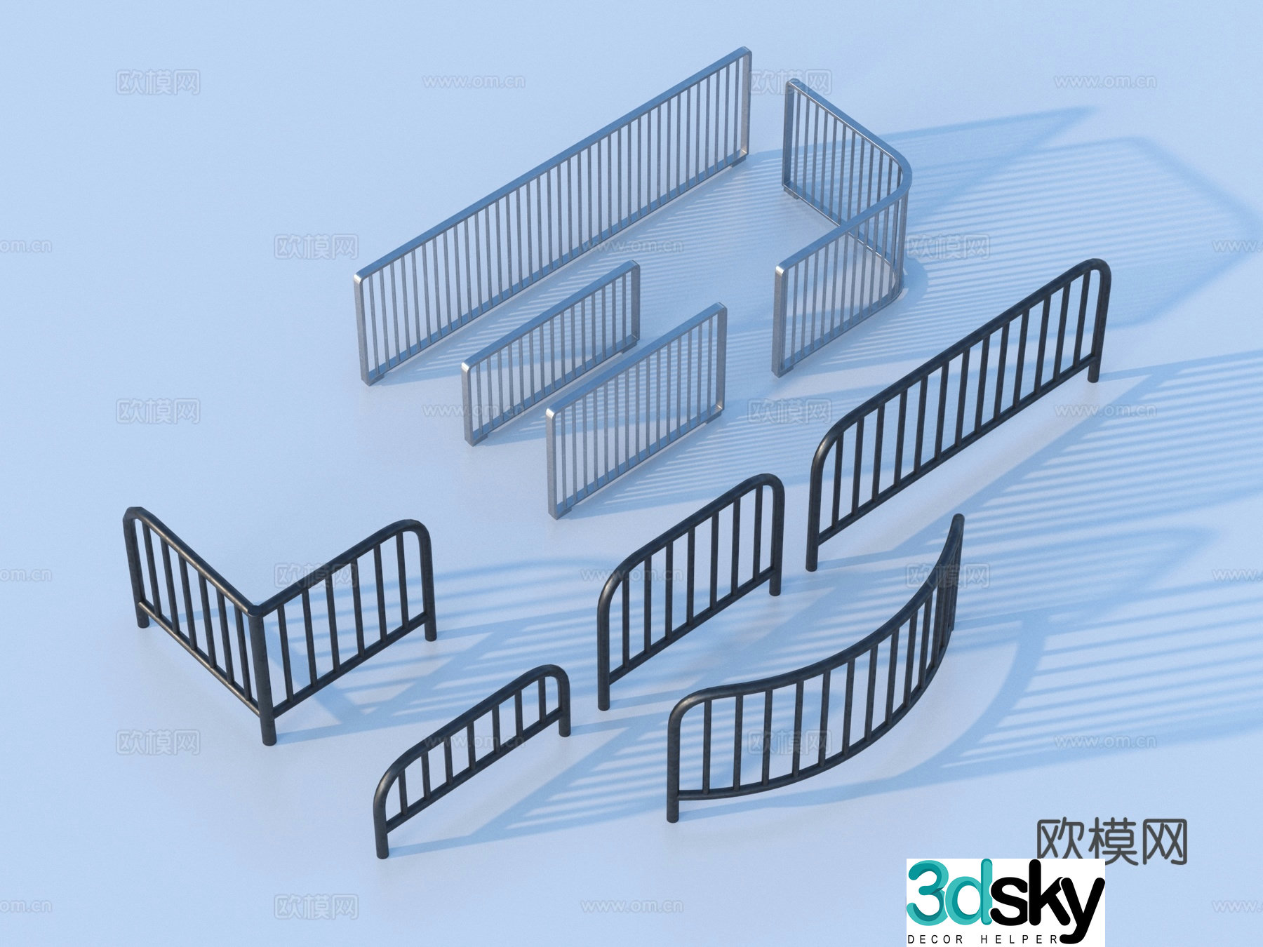 guardrail railing fence wrought iron fence 3d model