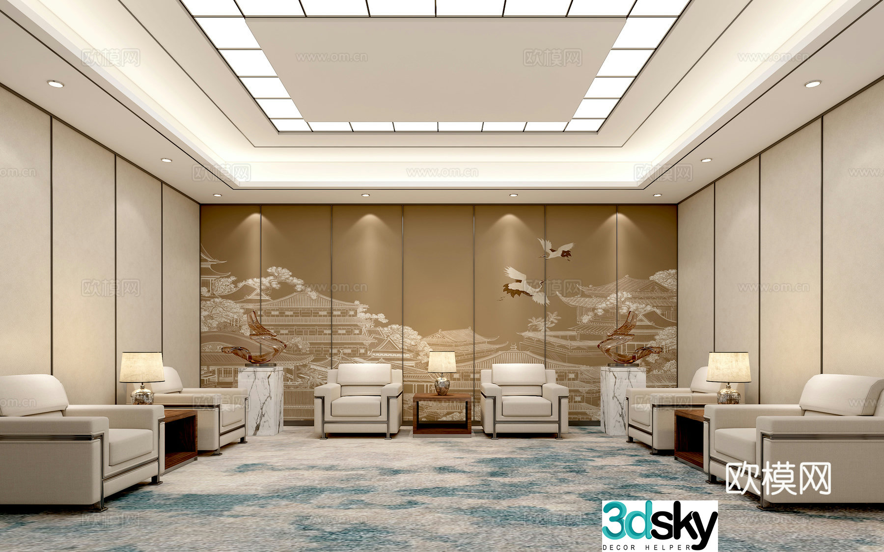 New Chinese style reception room VIP reception room 3D model