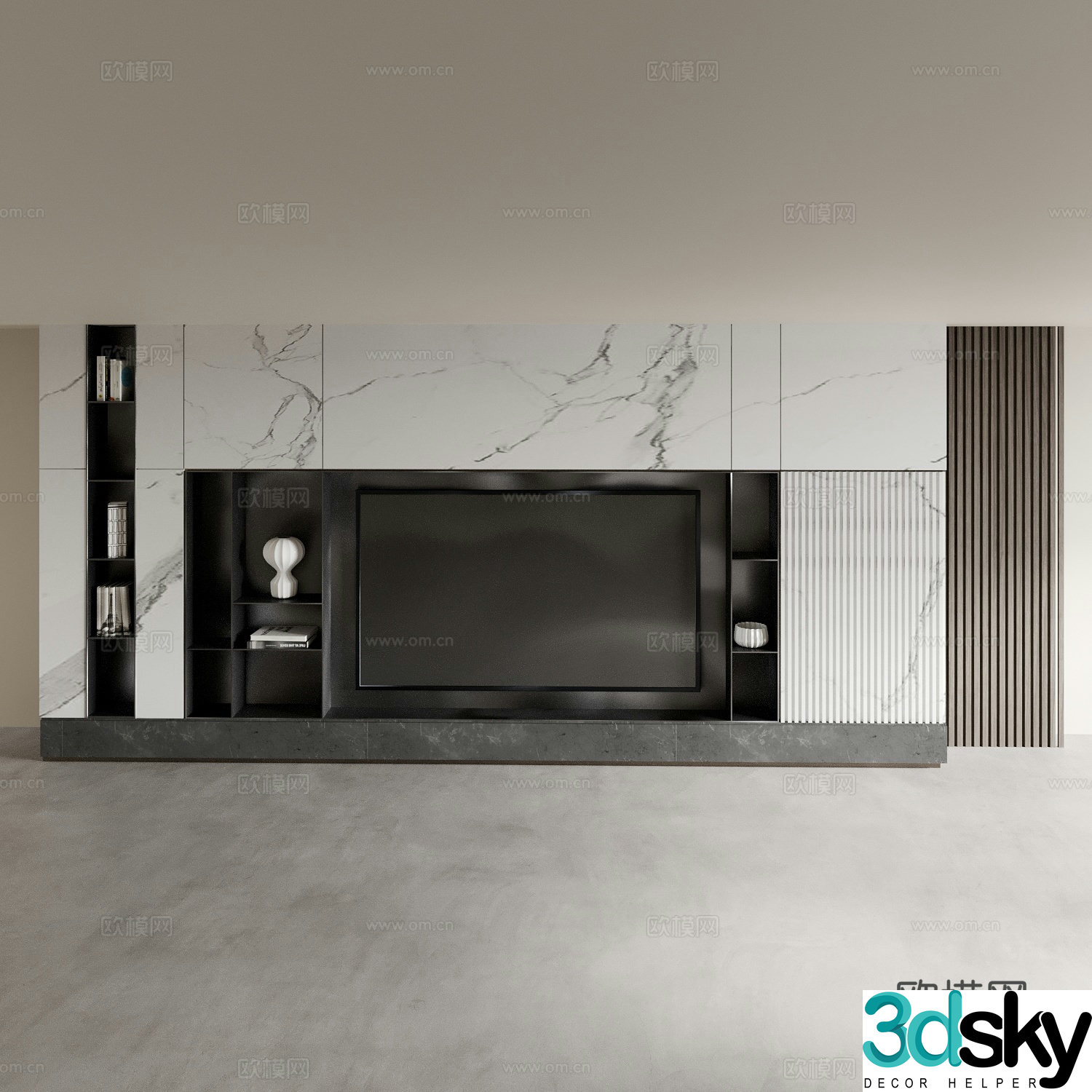 Modern TV cabinet TV background wall 3D model