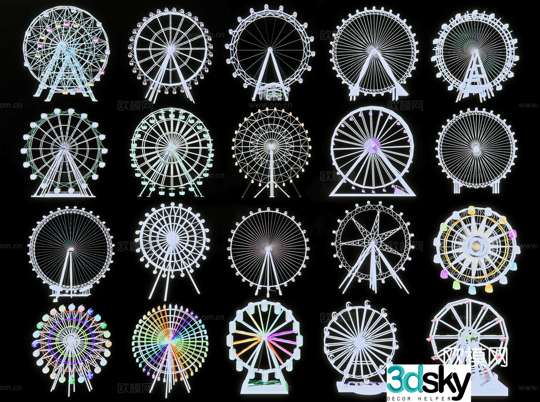 modern ferris wheel amusement park ferris wheel rides 3d model