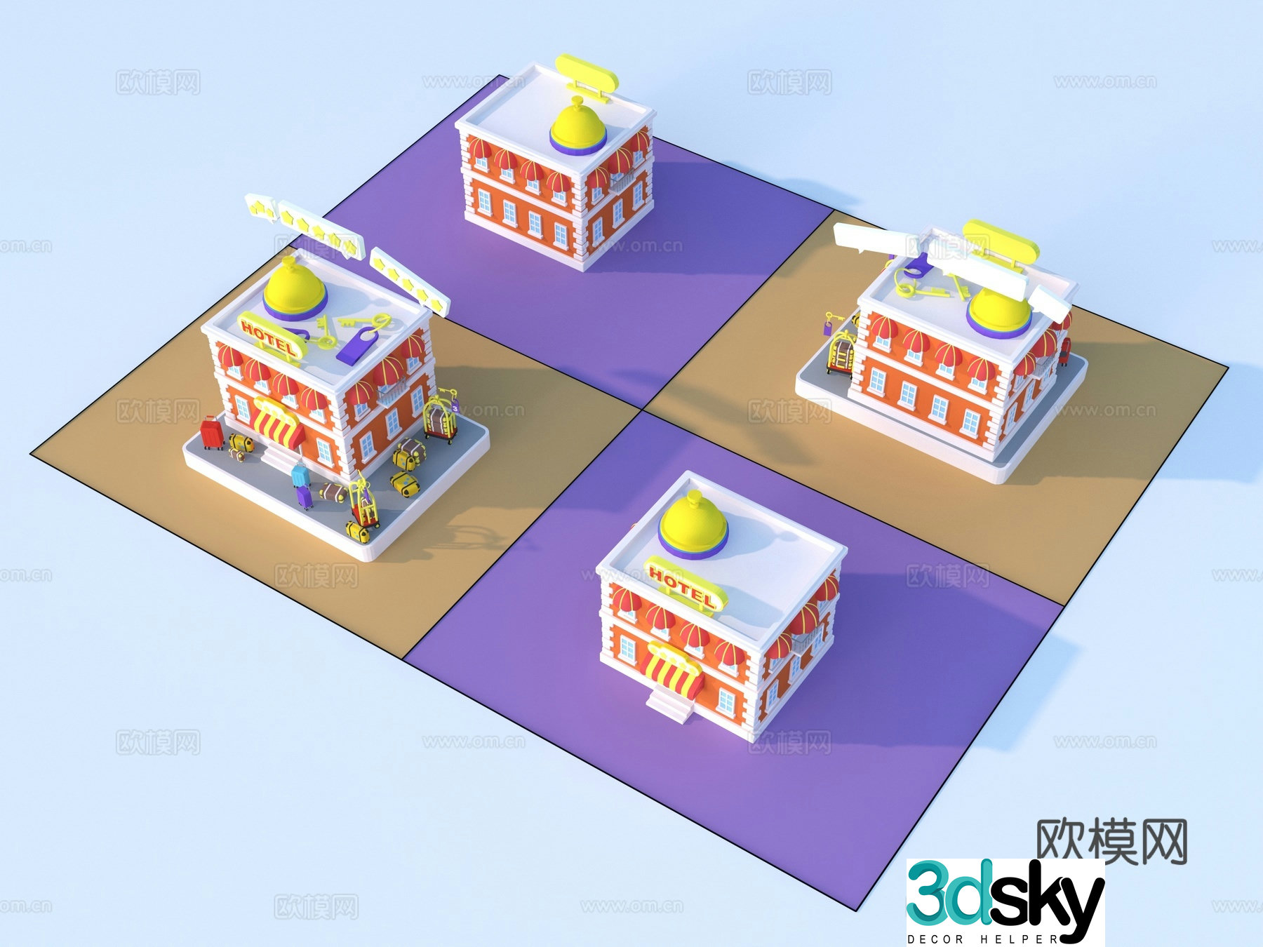 Cartoon toys architectural sketch 3d model