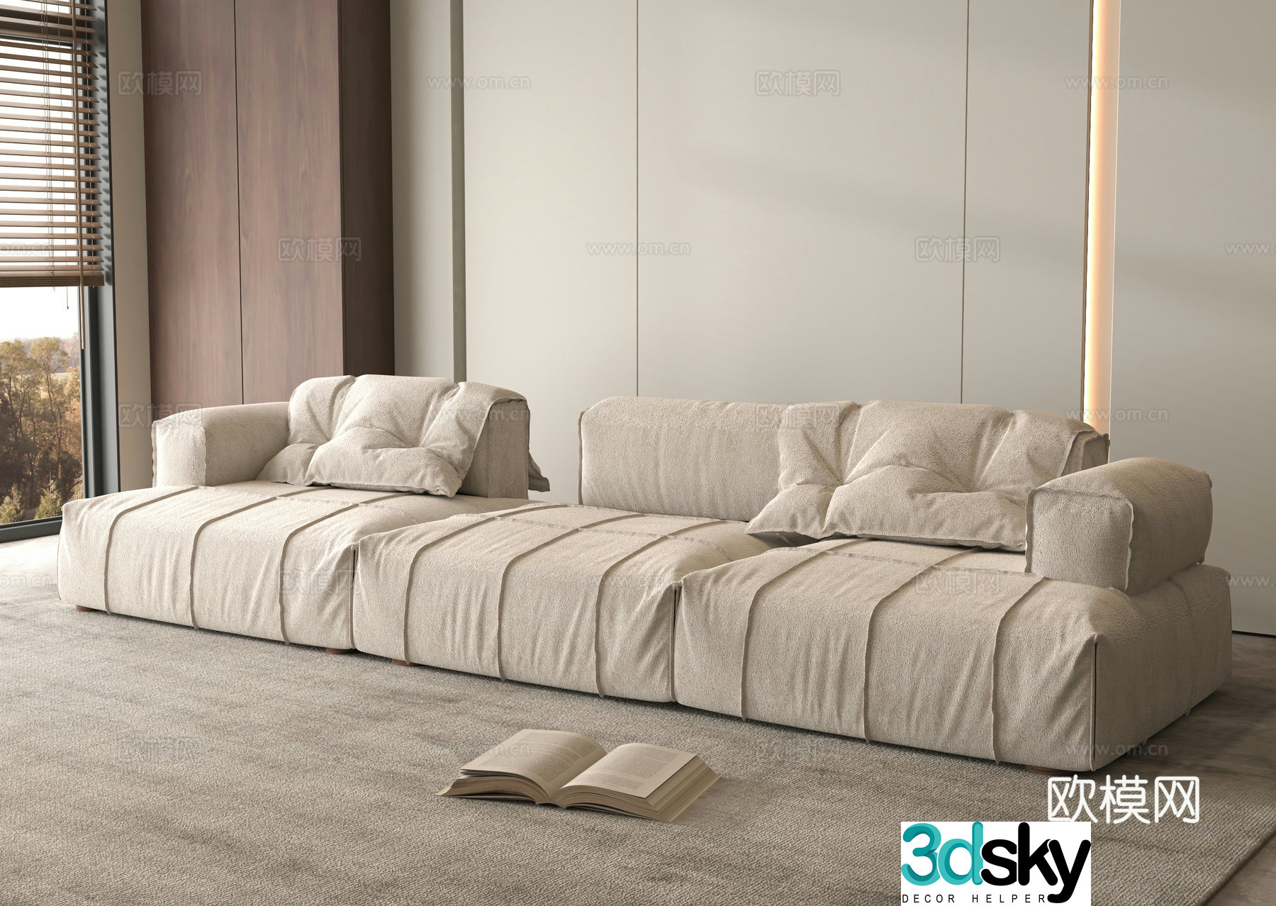 Modern multi-seater sofa 3d model