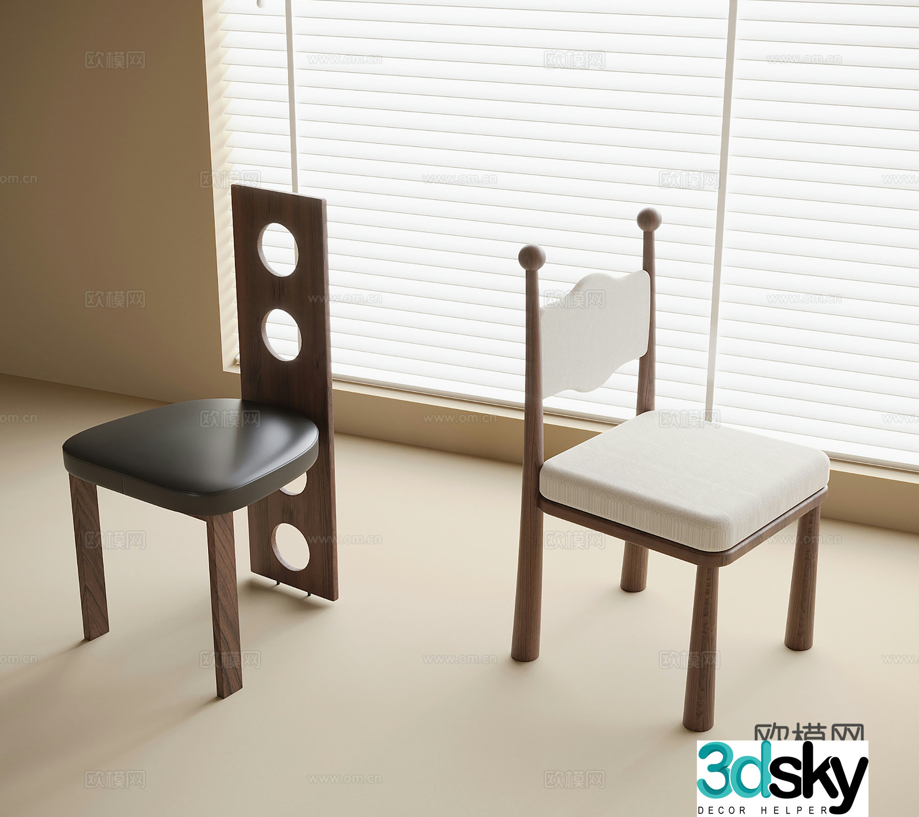 Medieval style dining chair single chair book chair 3D model