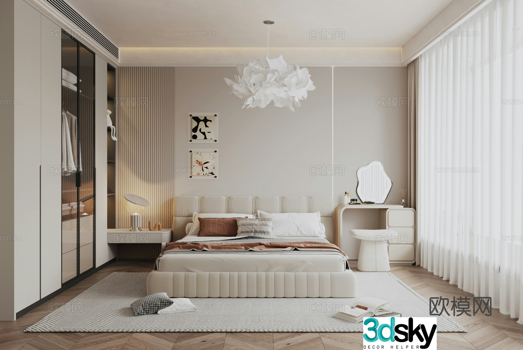 Cream style bedroom master bedroom 3d model