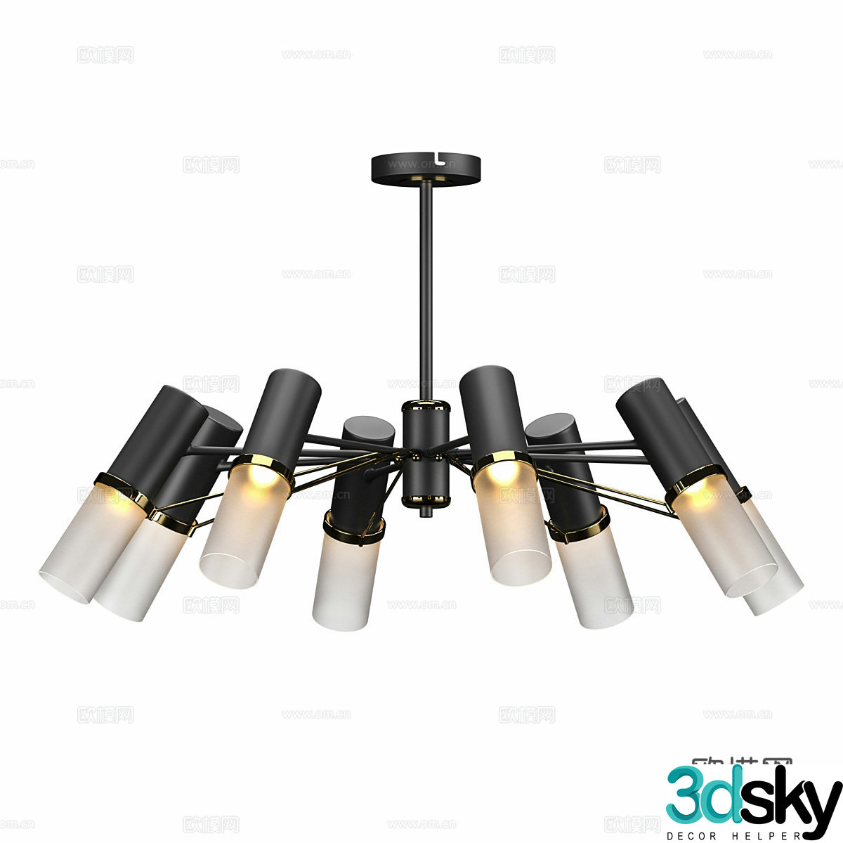 Modern multi-head chandelier 3d model