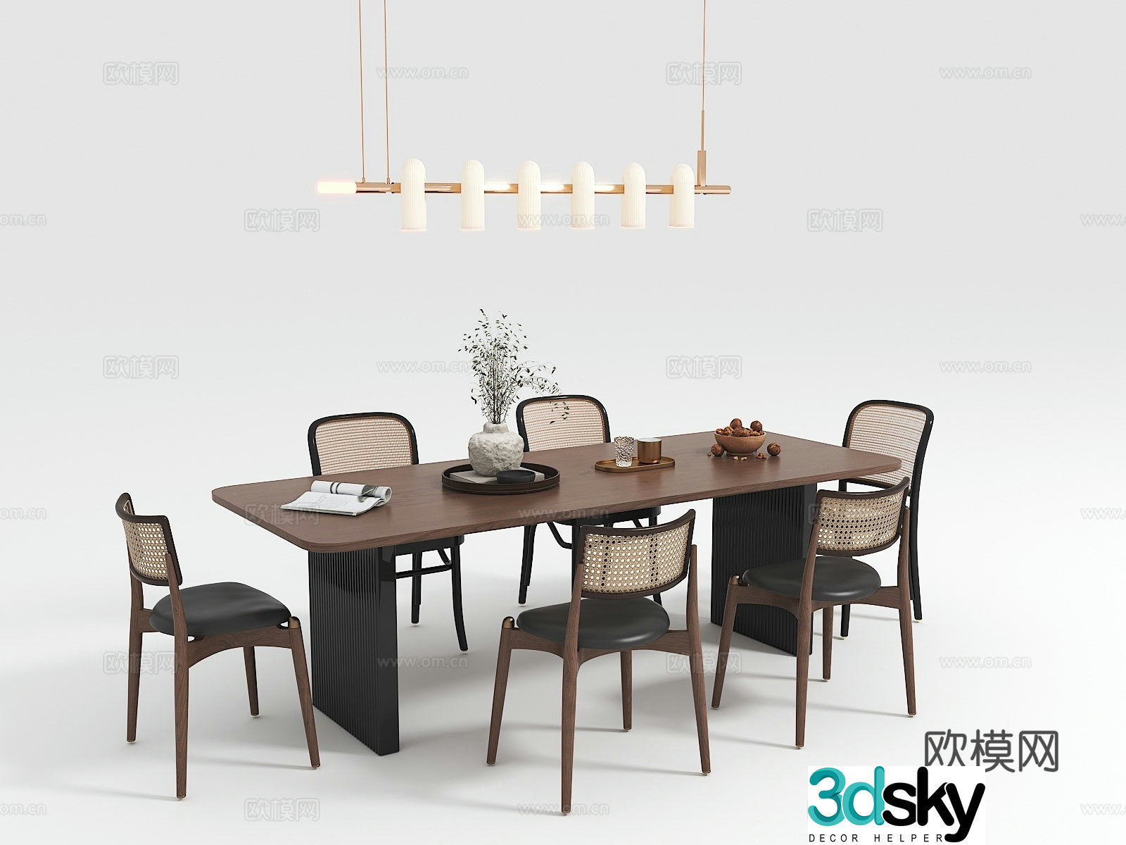 French dining table and chairs 3d model