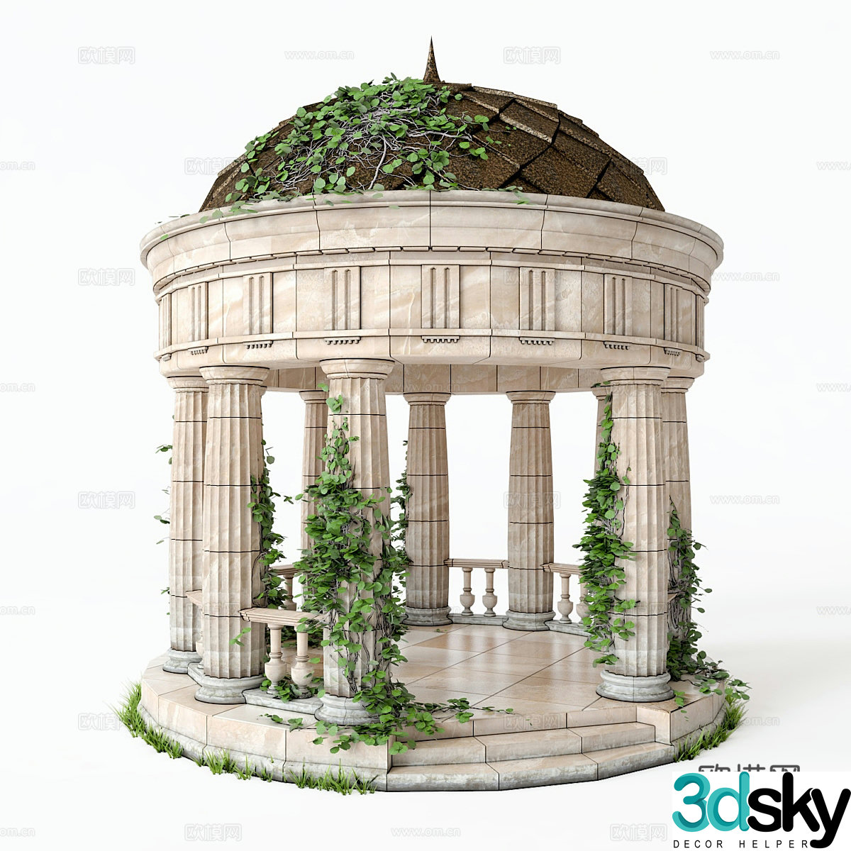 European-style round vault pavilion Biluo Hall round pavilion 3D model