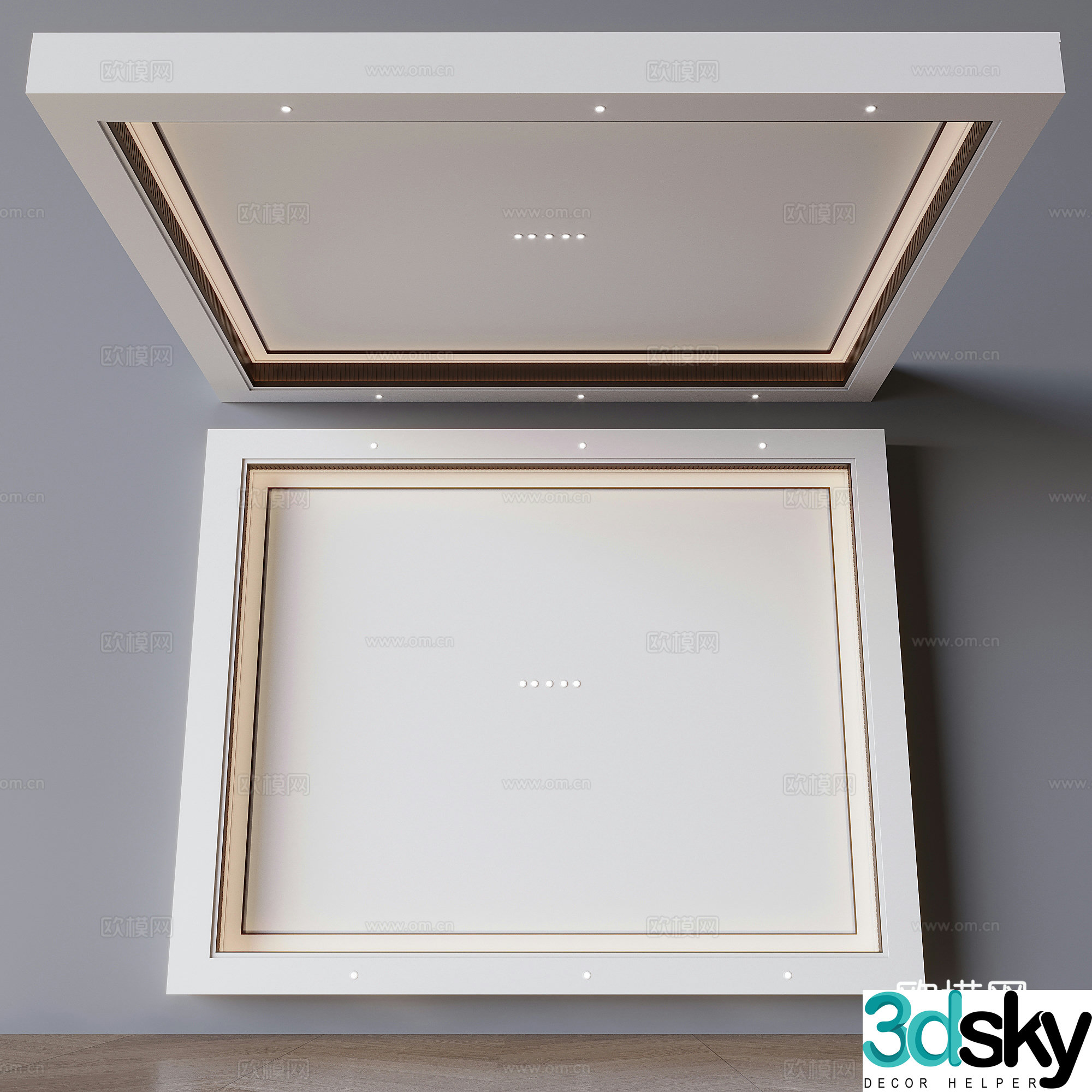 New Chinese style ceiling square suspended ceiling without main light 3D model