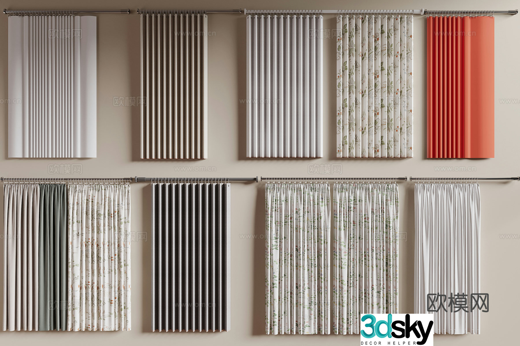 modern curtain shower curtain 3d model