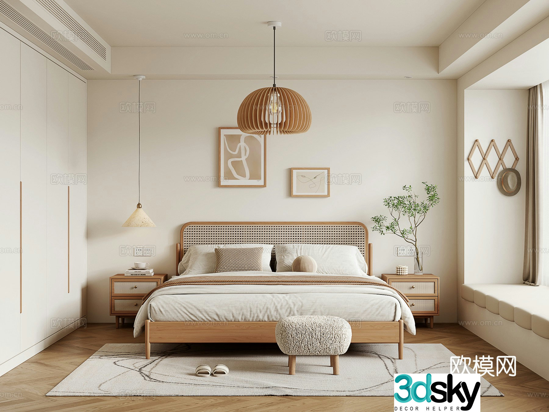 Nordic bedroom master bedroom 3d model