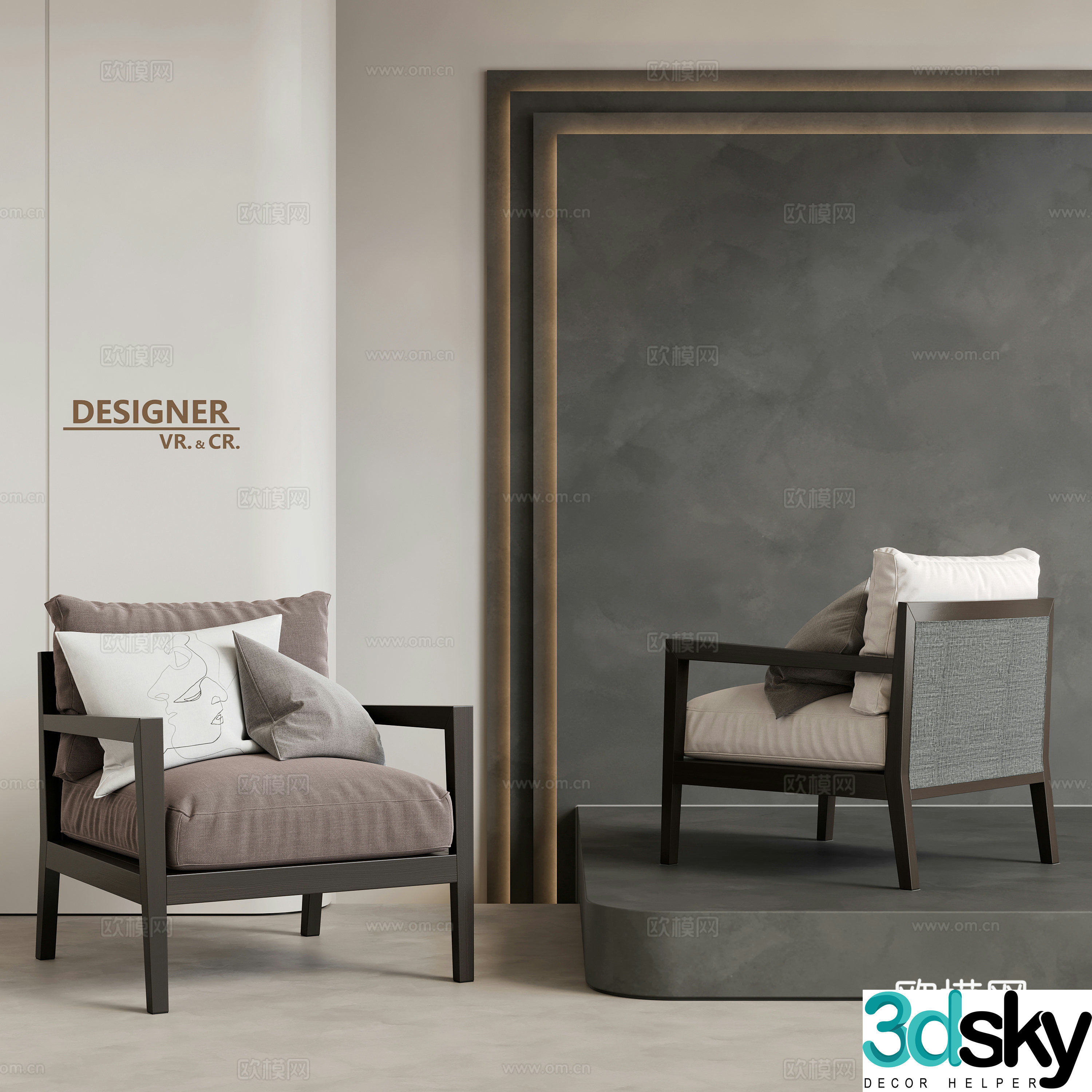 Modern sofa chair leisure chair 3d model