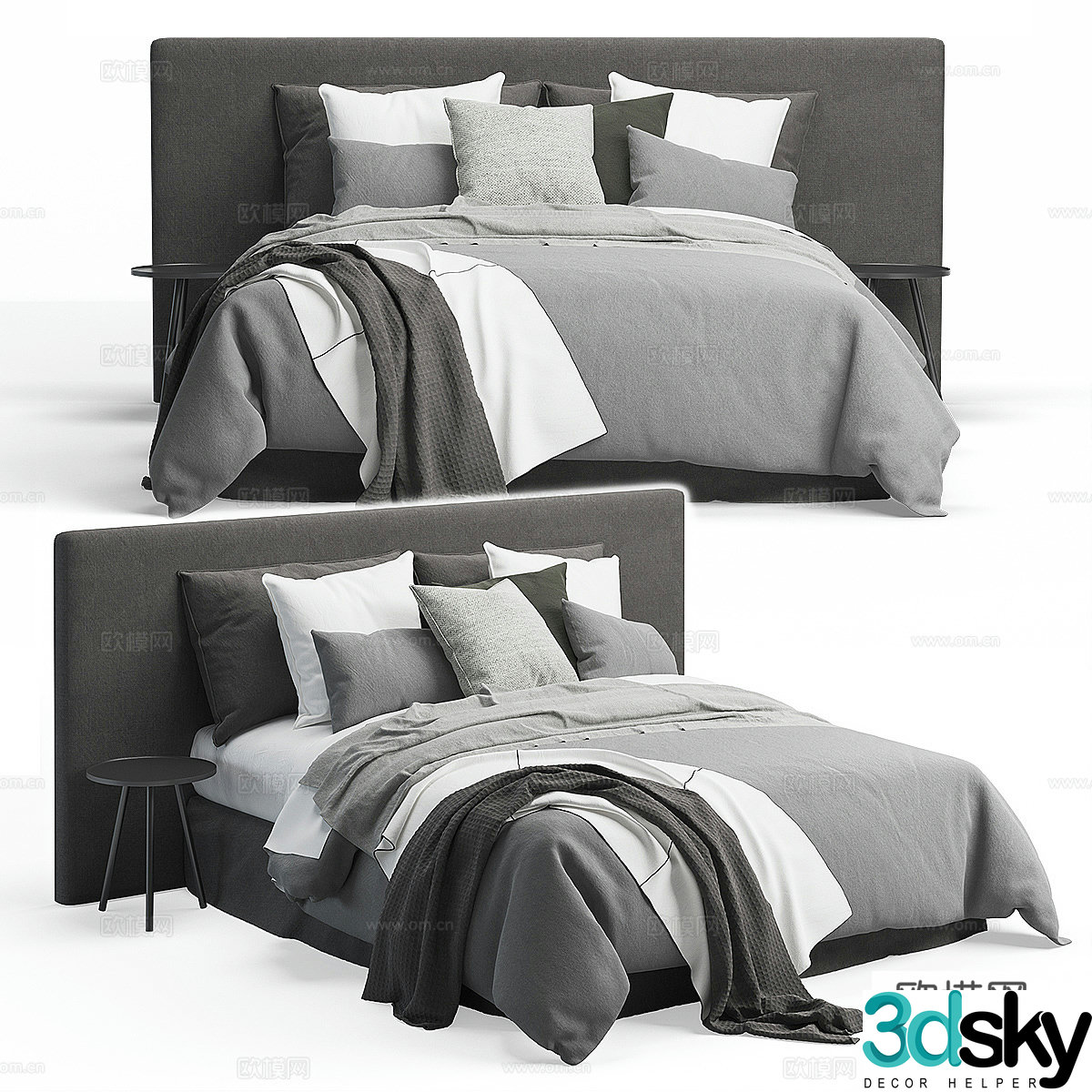Modern double bed 3d model