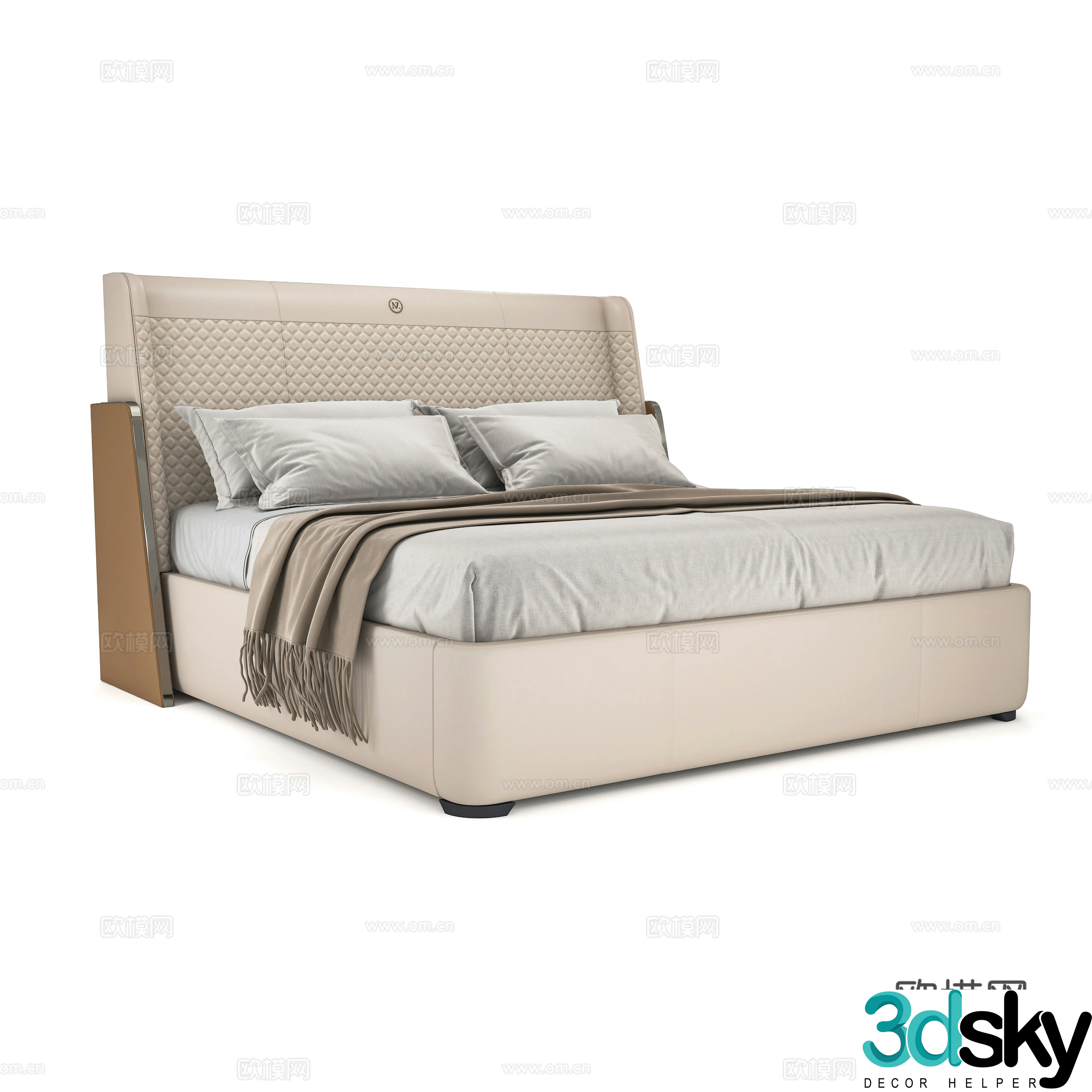 Modern double bed 3d model