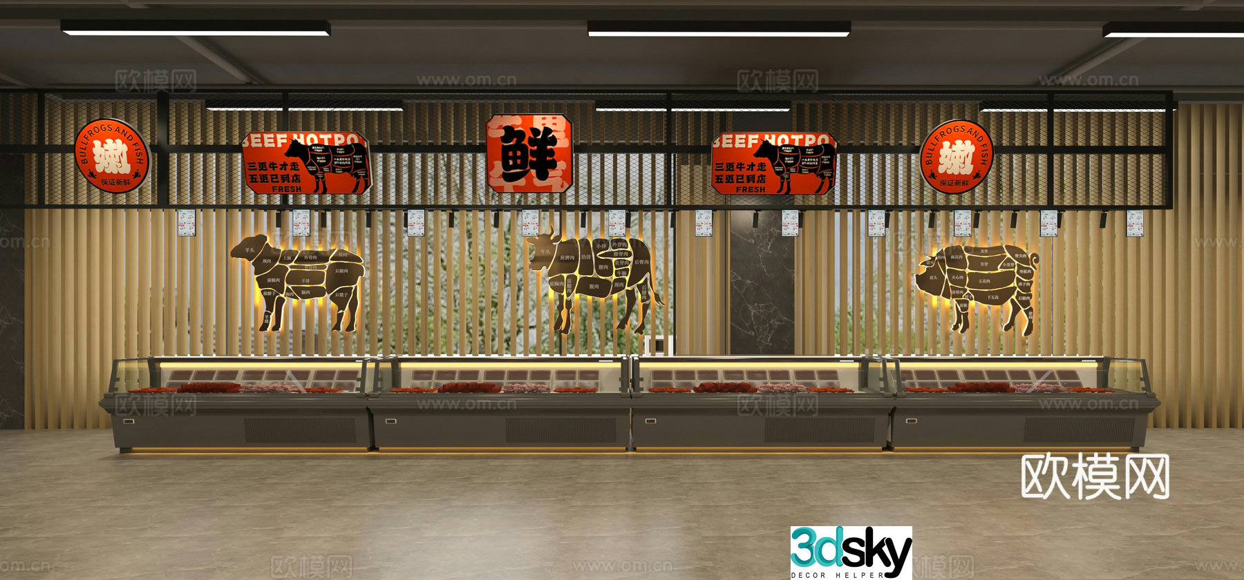 Supermarket butcher shop 3d model