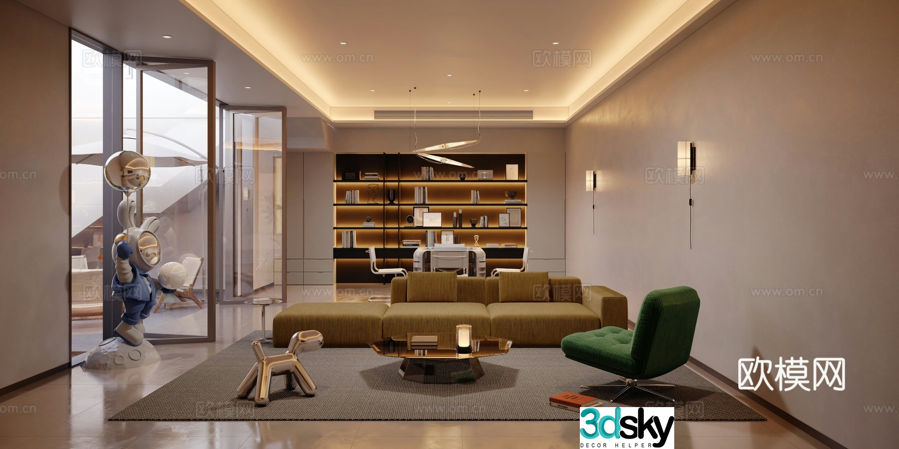 Modern casual mahjong room chess and card room 3d model