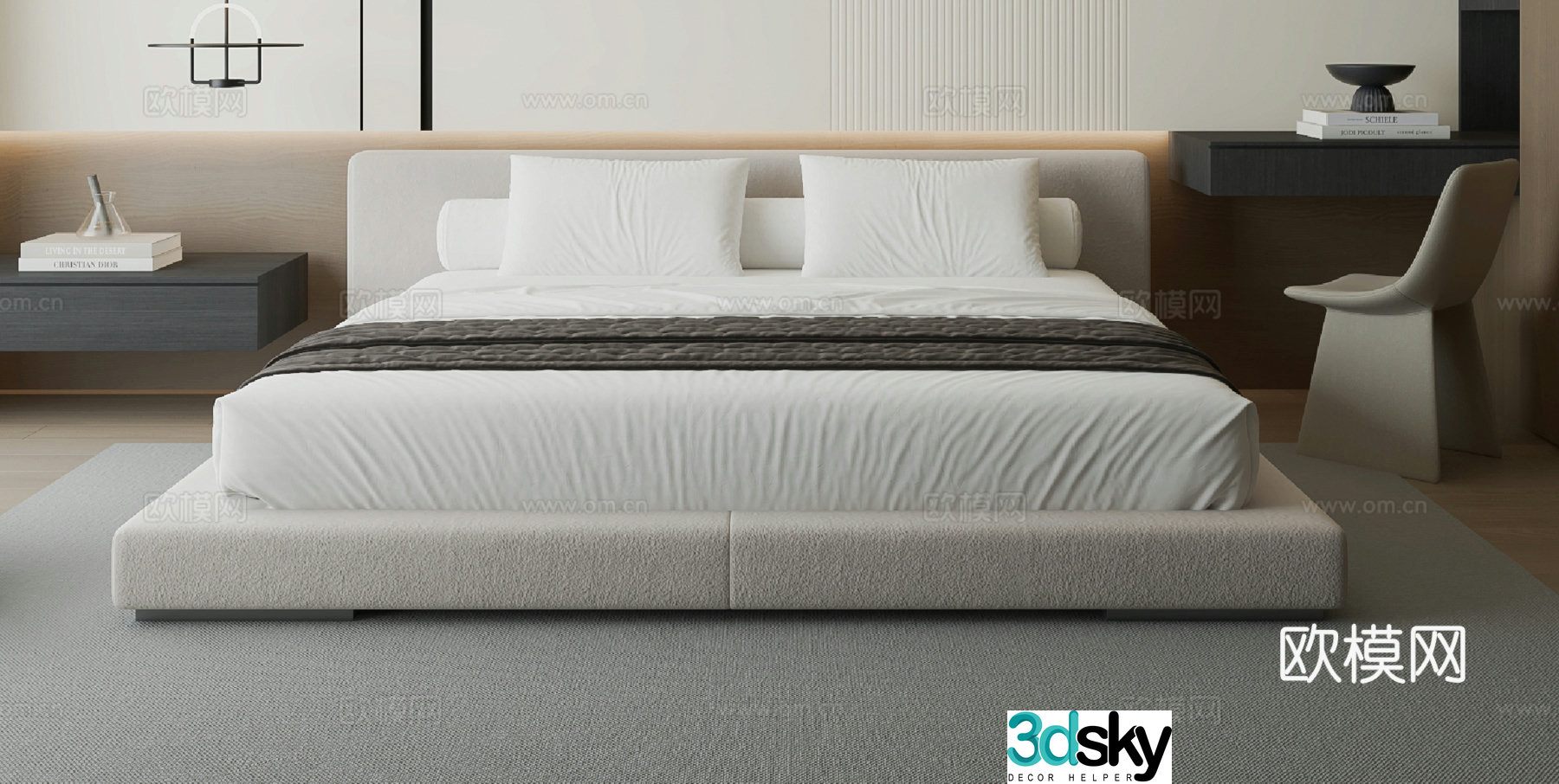 Modern double bed 3d model