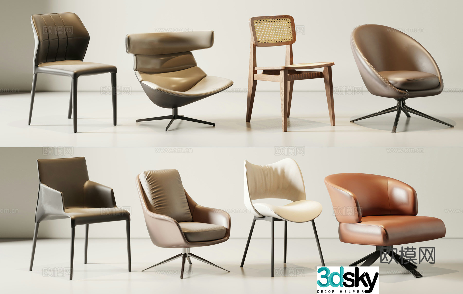 Modern single chair dining chair leisure chair 3d model