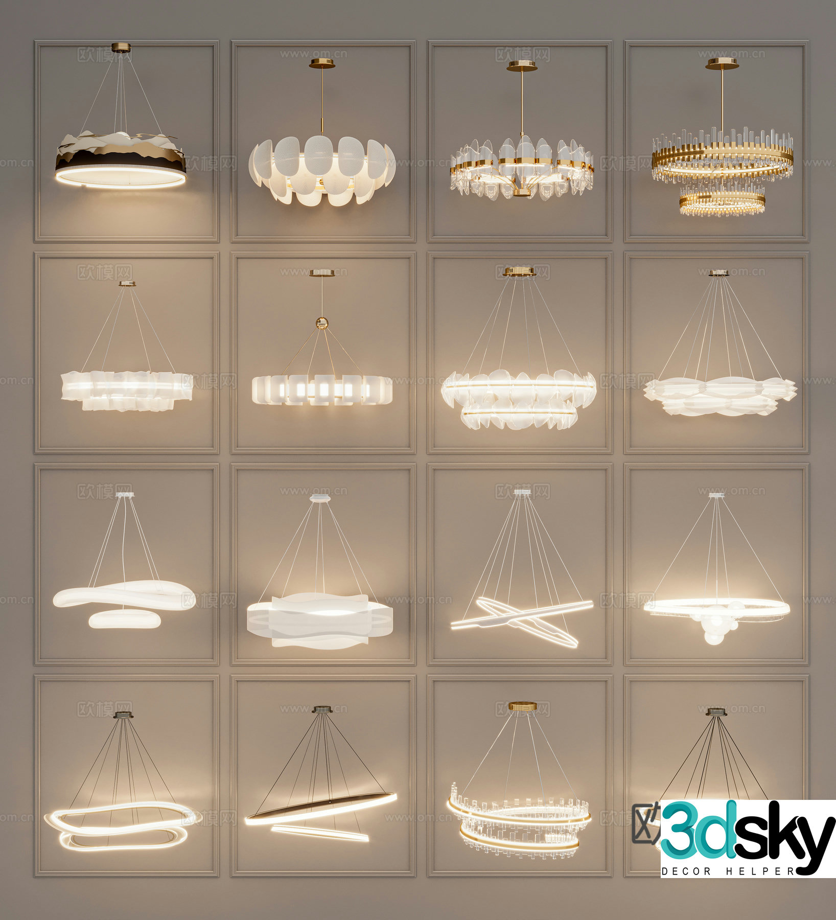 modern chandelier art chandelier ring chandelier 3d model