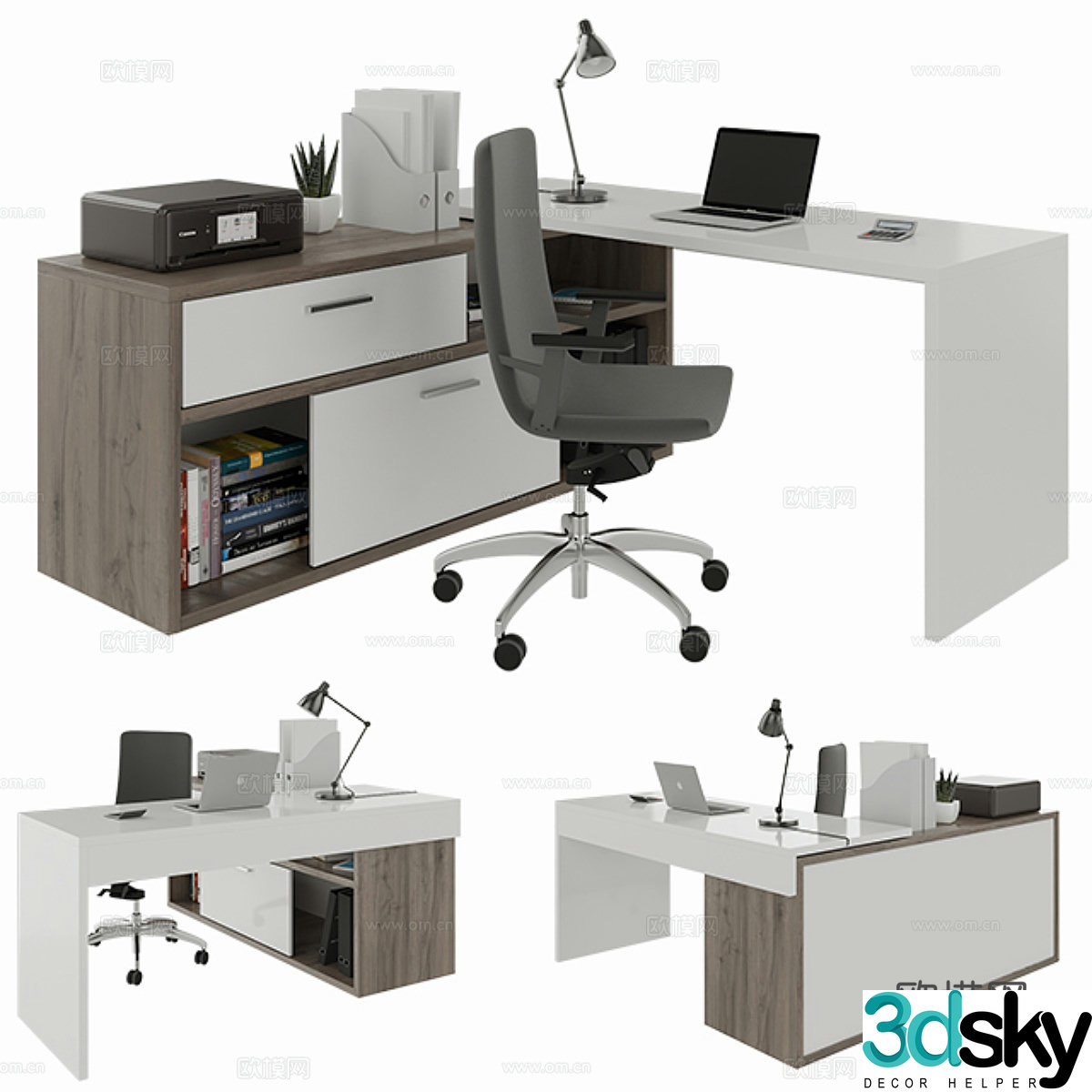 Modern office desk 3d model