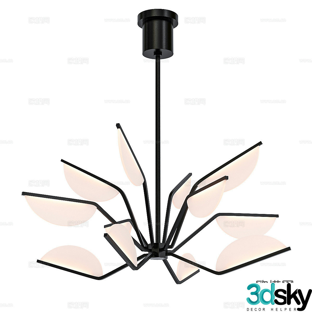 Modern multi-head chandelier 3d model