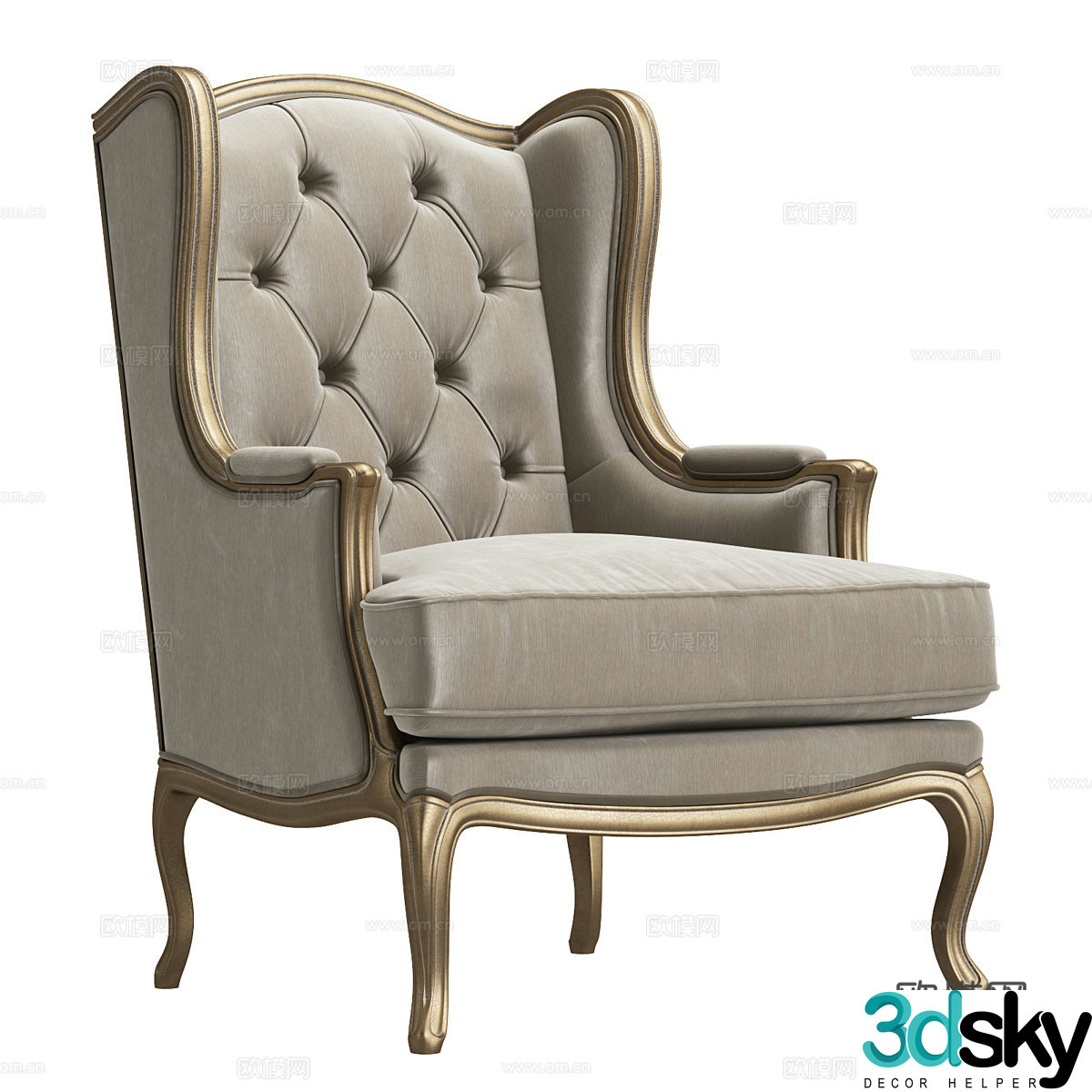 European style chair leisure chair 3d model