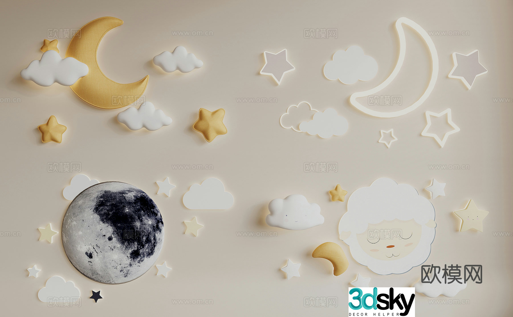 Modern children’s cartoon wall decoration 3d model
