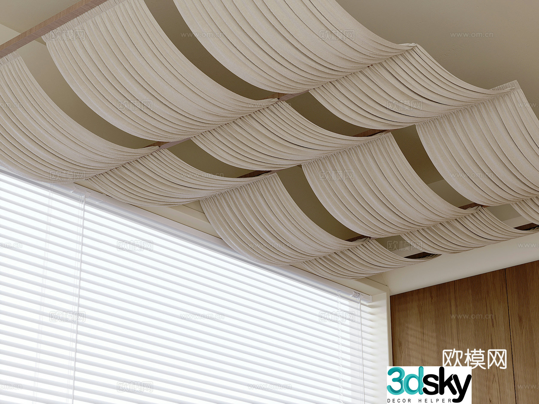 Suspended hanging curtain ceiling decorative curtain 3D model