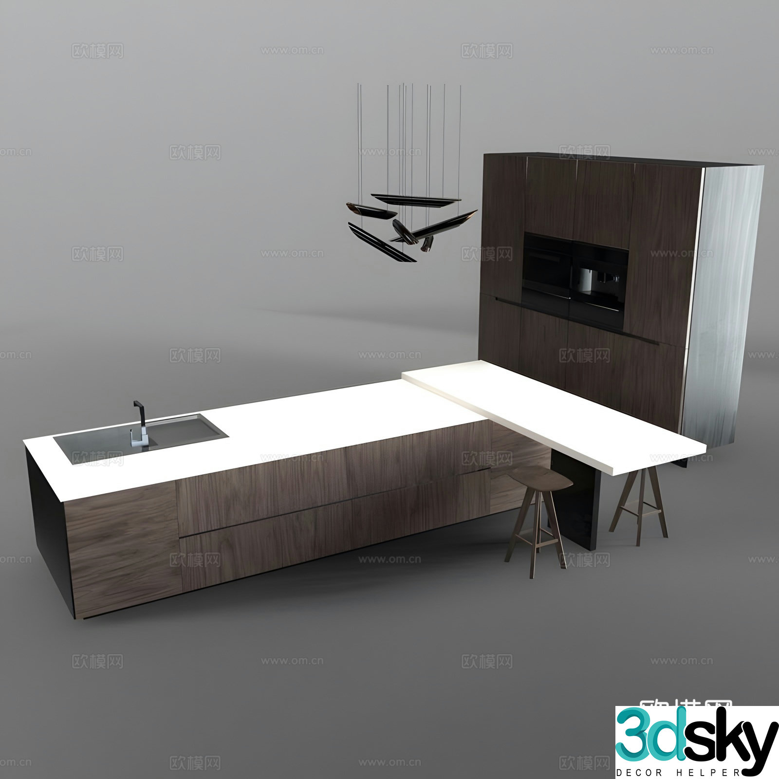 Modern island cabinet 3d model