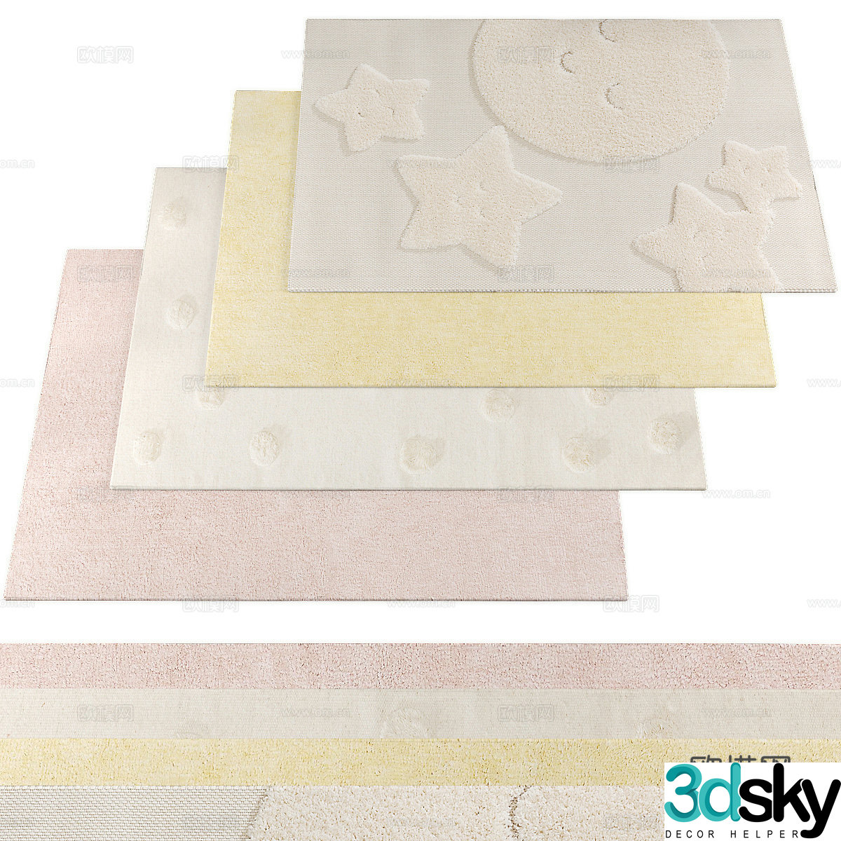 Modern dopamine carpet small fresh carpet children’s carpet 3d model