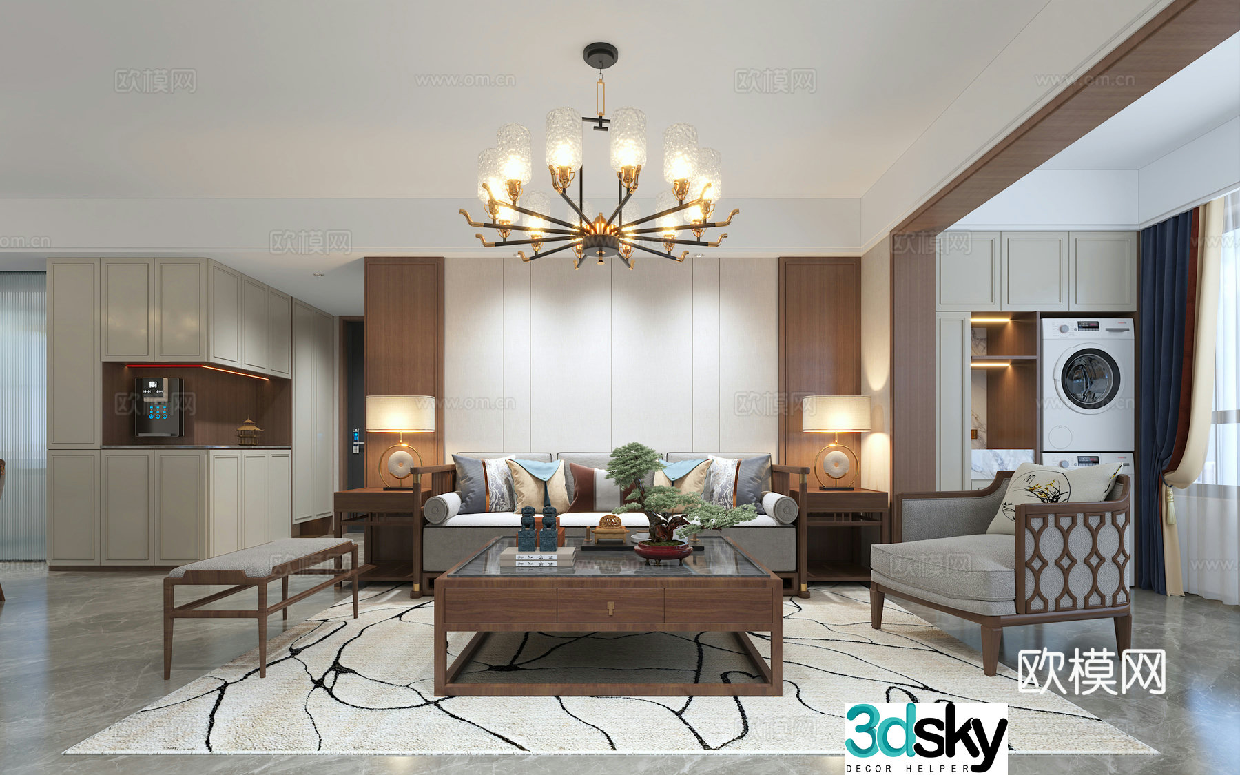 New Chinese style living room 3d model