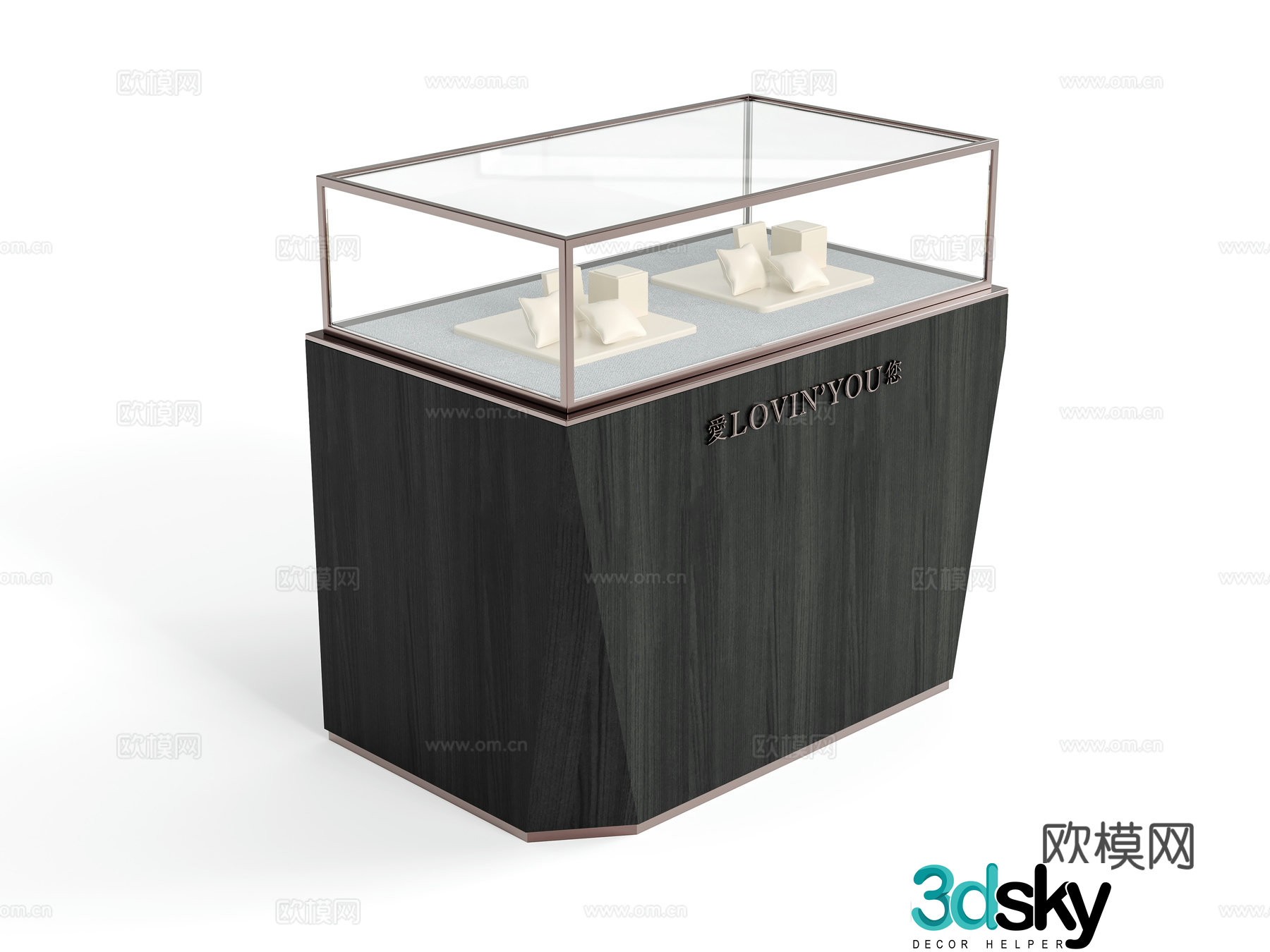 Jewelry counter jewelry display cabinet 3d model