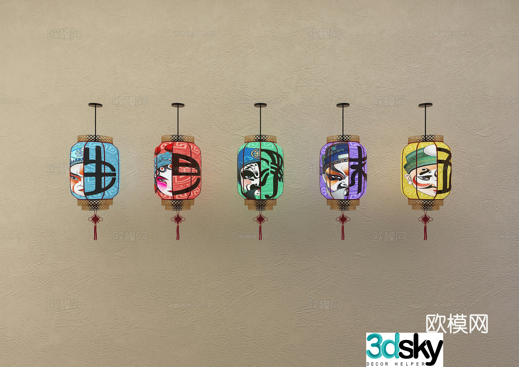 New Chinese style lantern national trend lantern drama lantern 3d model