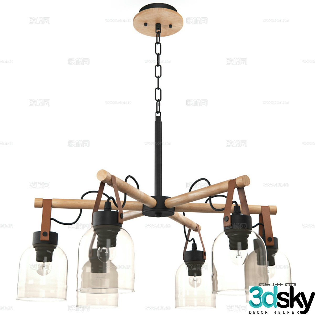 Nordic multi-head chandelier 3d model