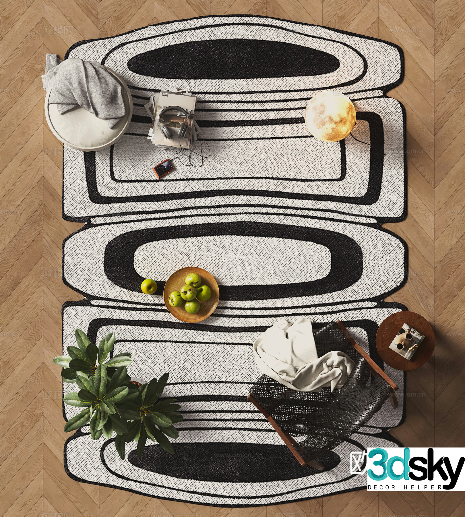 Modern shaped carpet 3d model