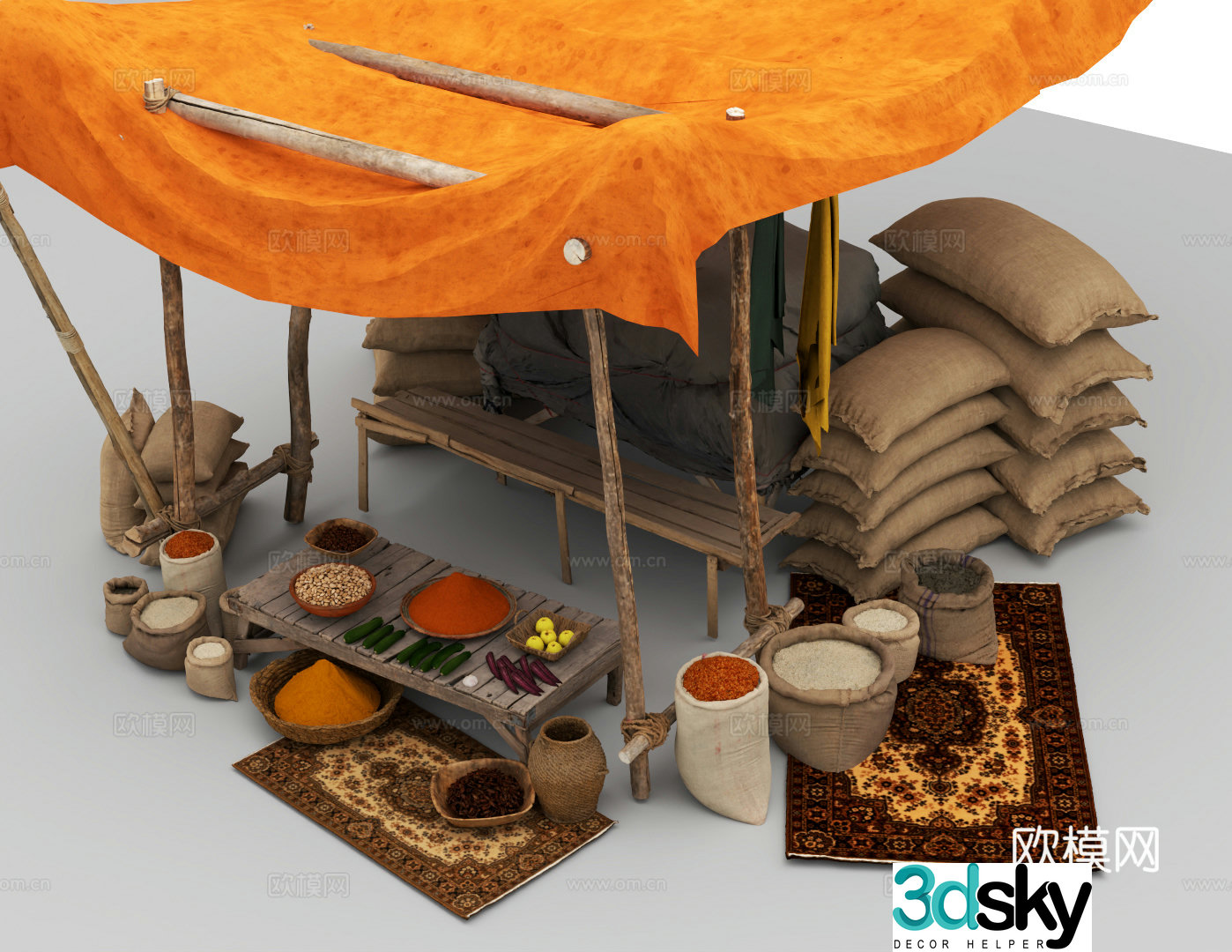 Shop stall market stall 3d model