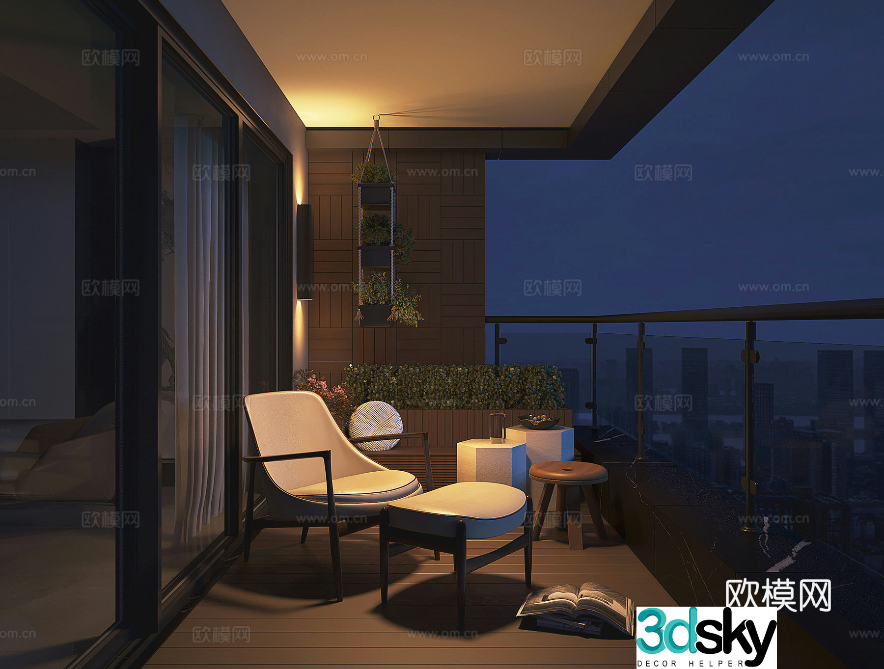 Modern home balcony 3d model
