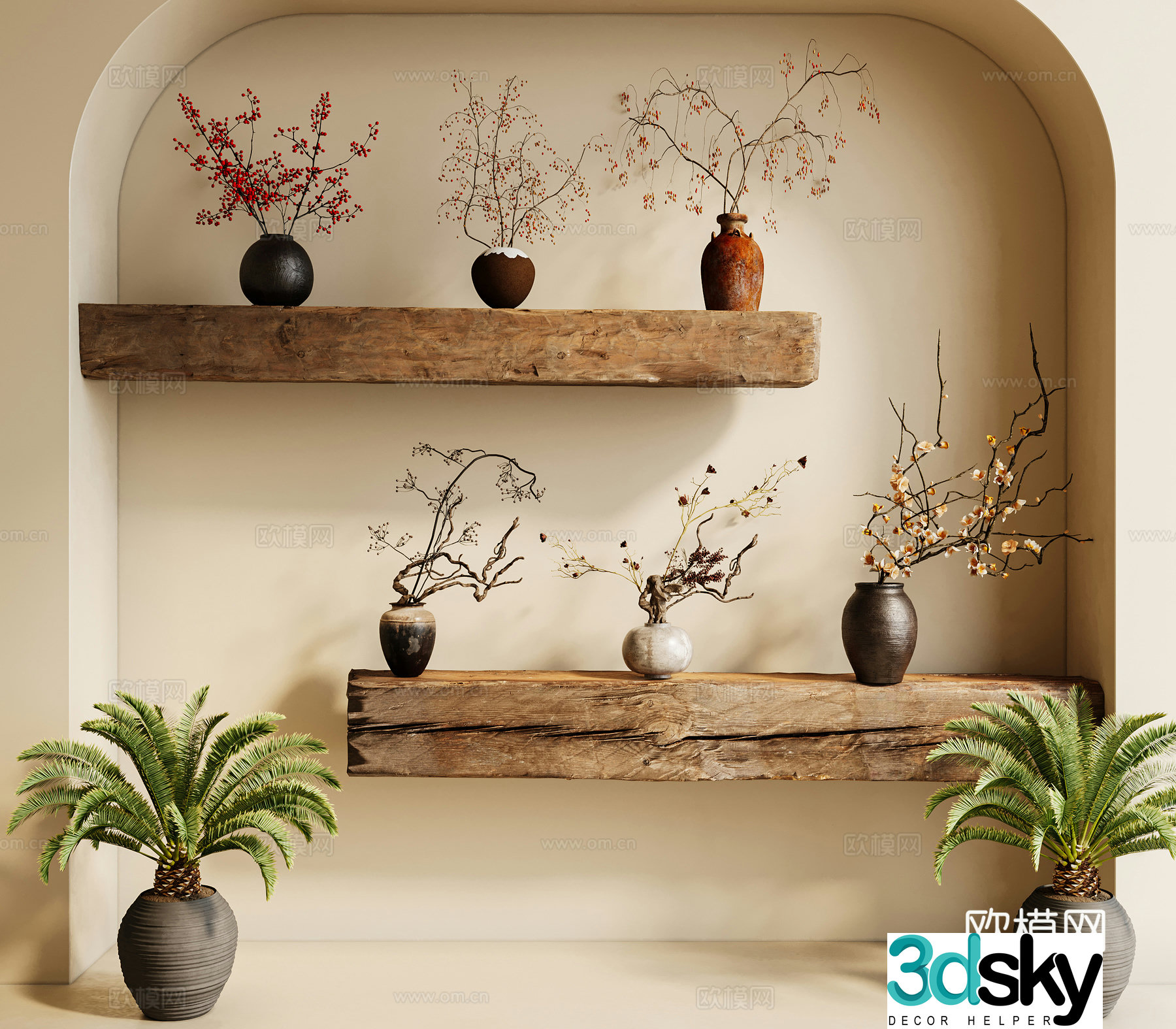 New Chinese style vase floral arrangement flower arrangement 3d model