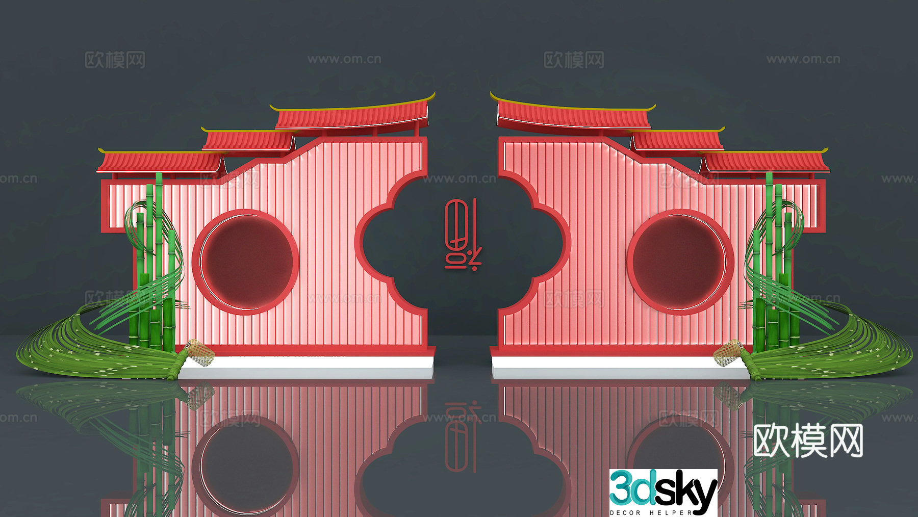 Chinese style display wall check-in wall welcome wall cultural wall 3D model