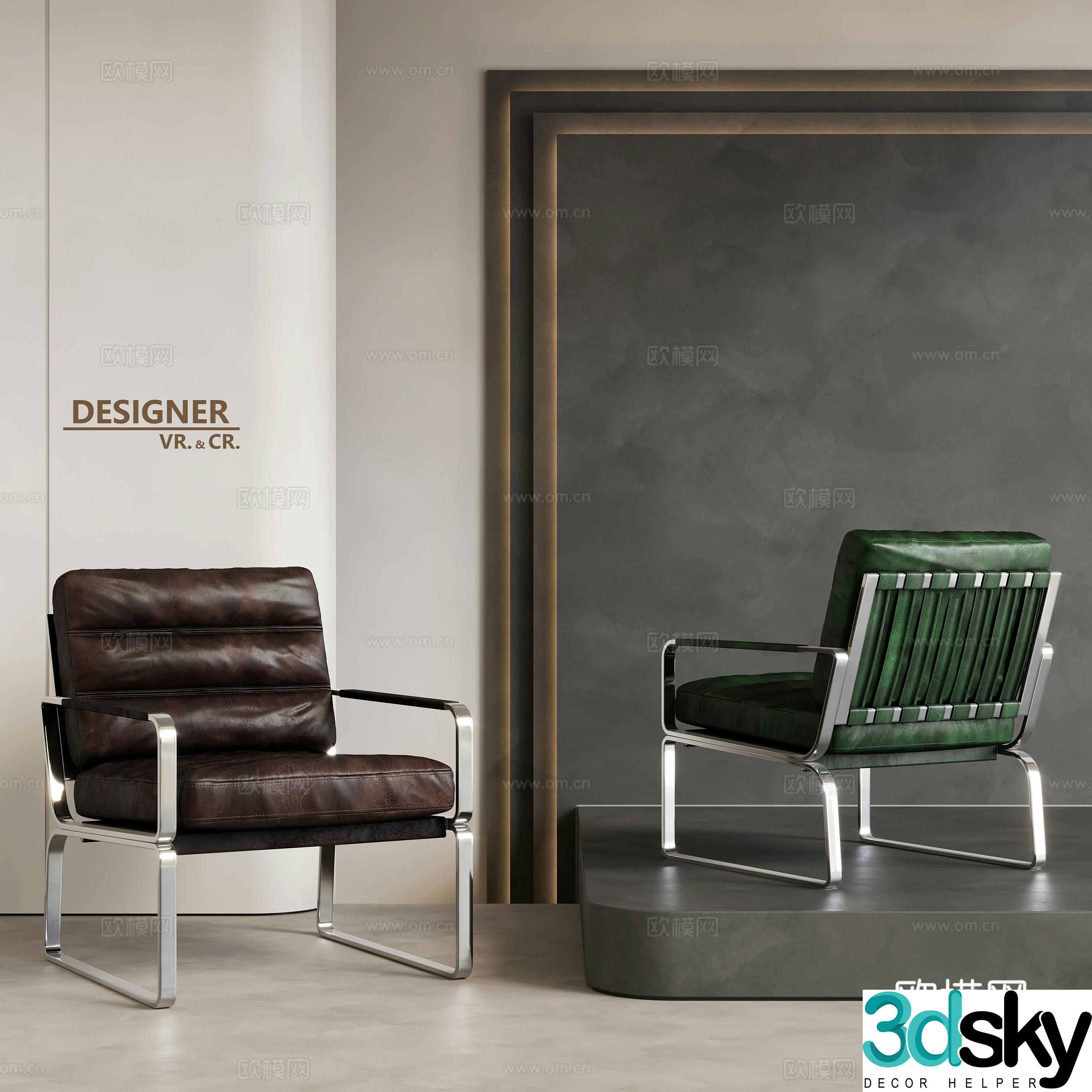 Modern leisure chair leather chair 3d model