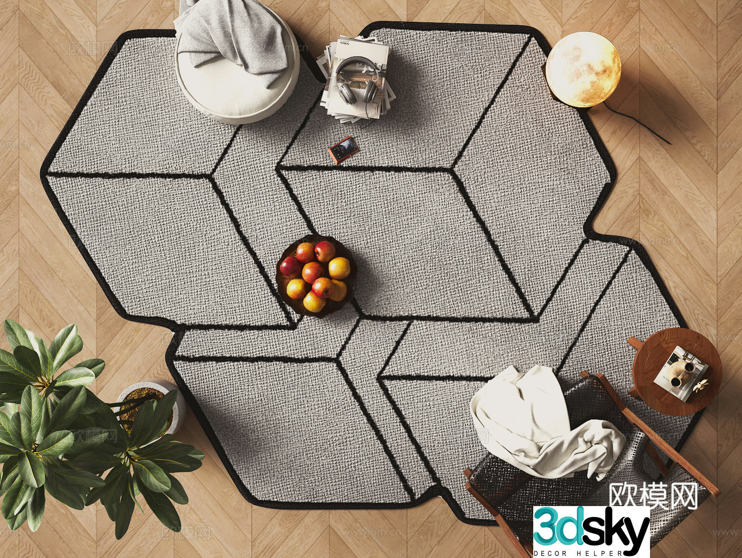Modern shaped carpet 3d model