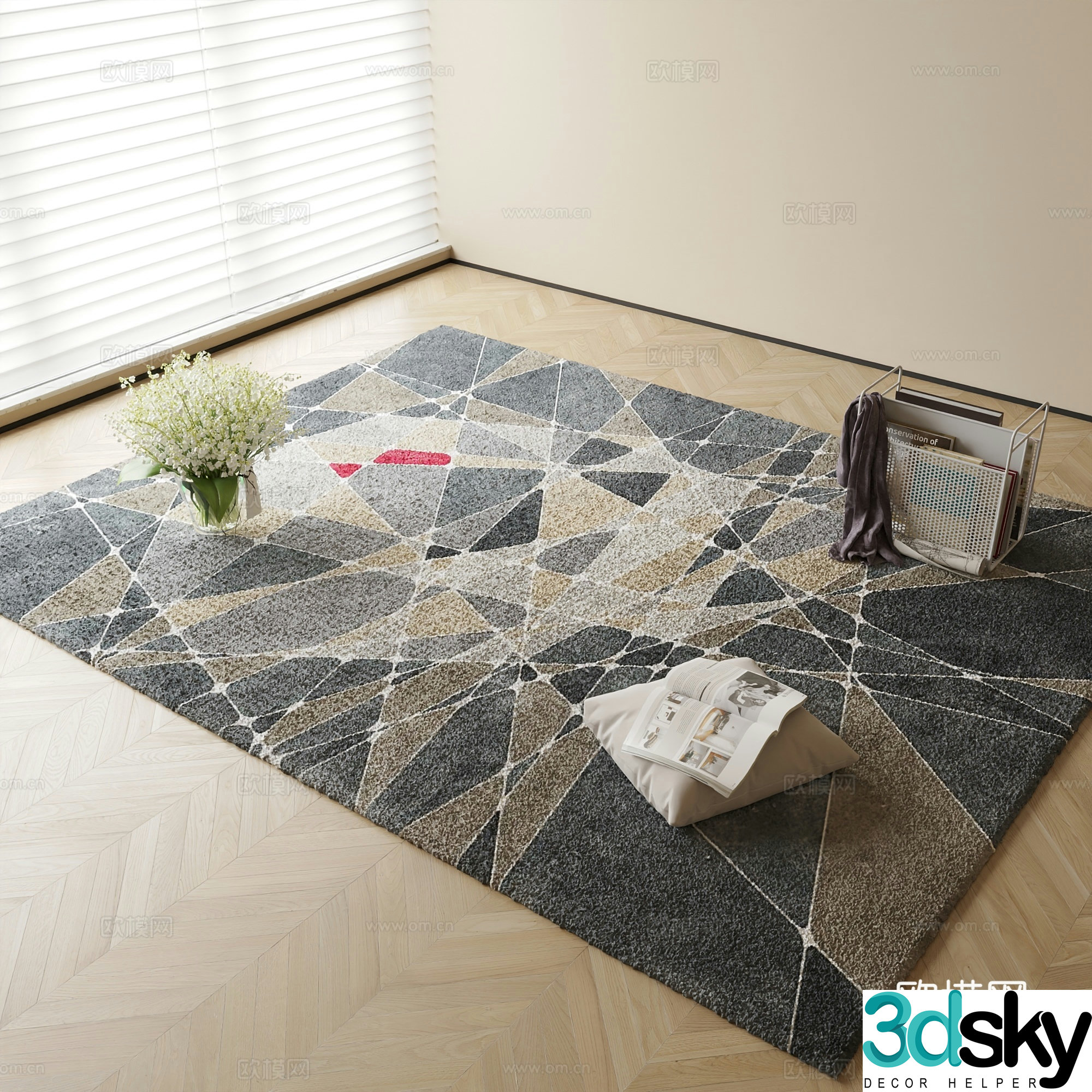 Modern carpet square rug 3d model