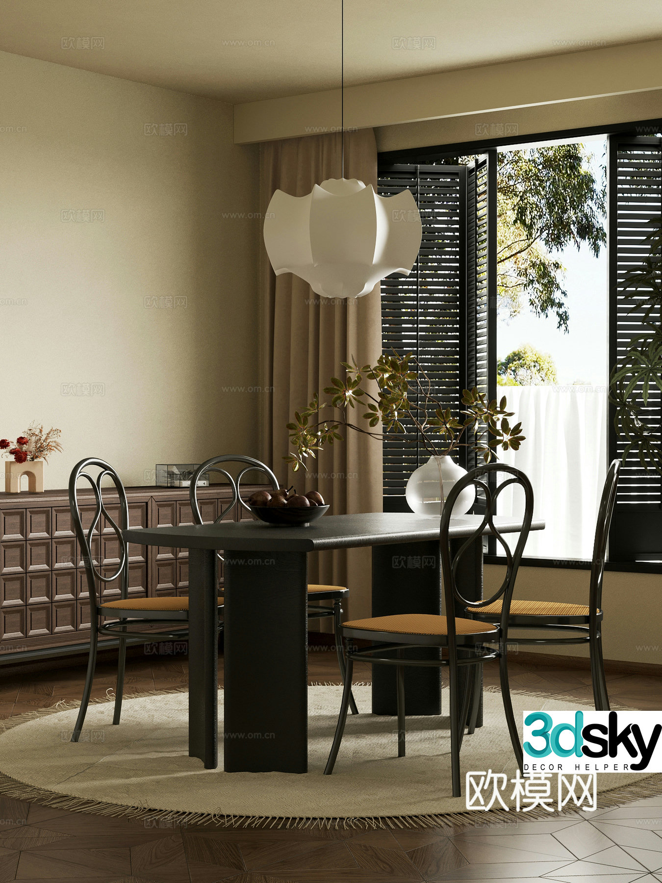 French retro style restaurant 3D model