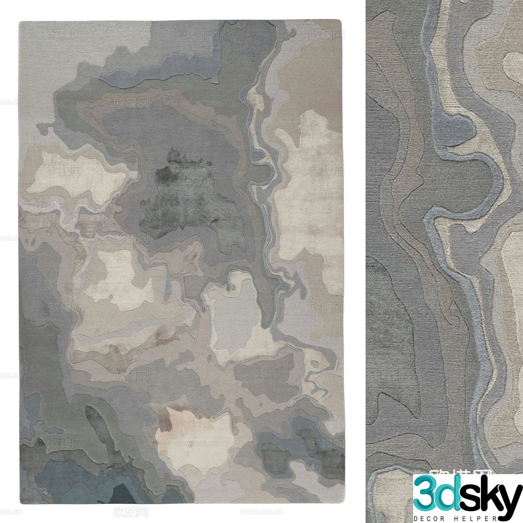 New Chinese carpet Ink painting carpet 3D model