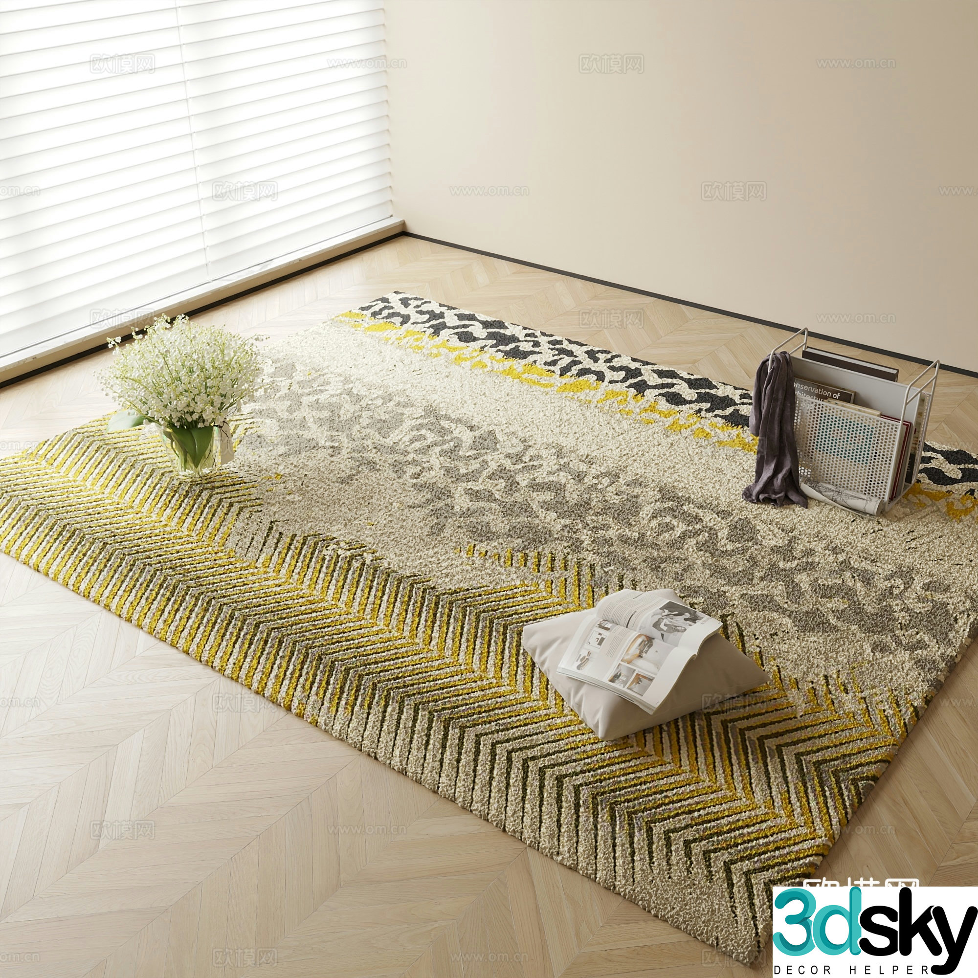 Modern carpet square rug 3d model