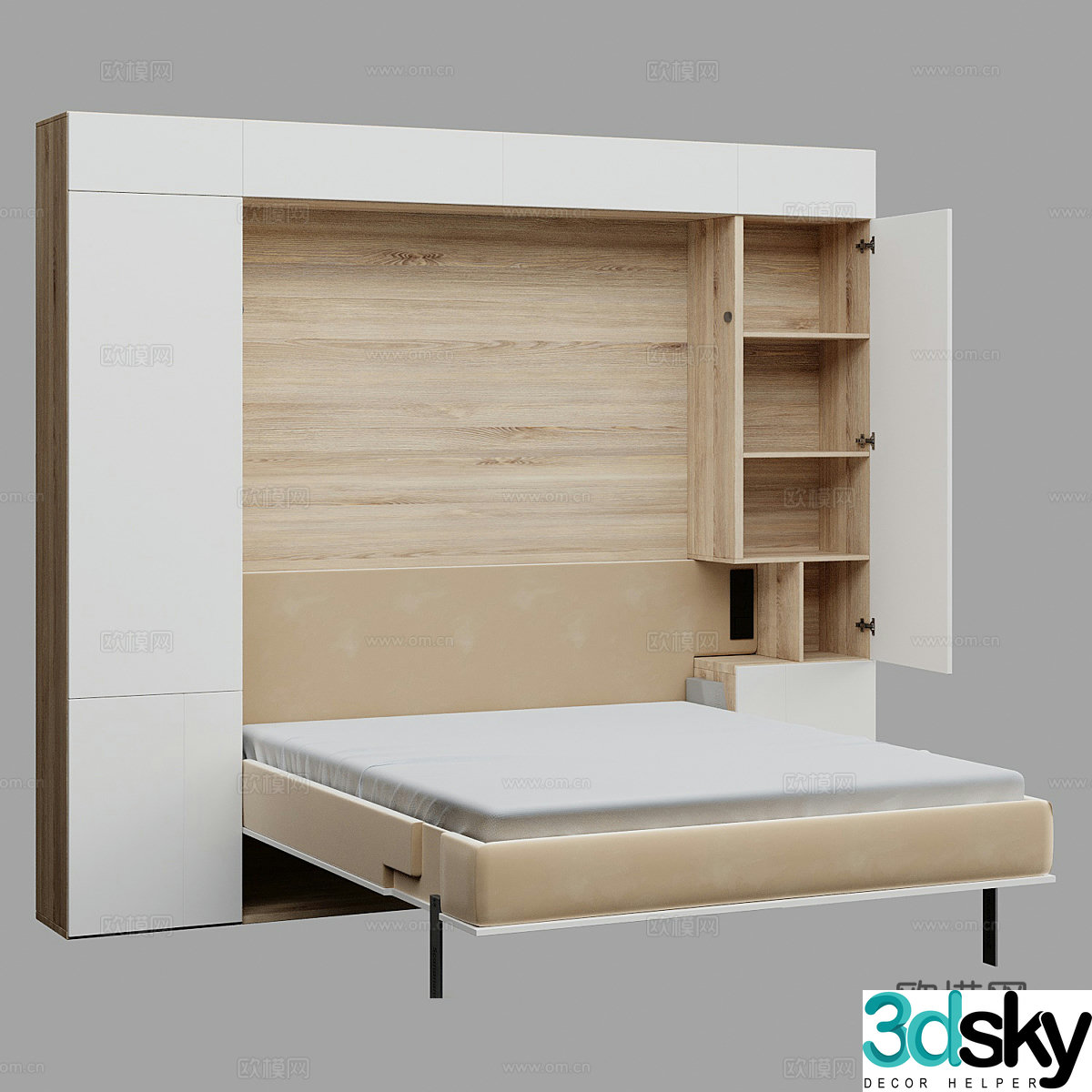 Modern single bed folding bed 3d model