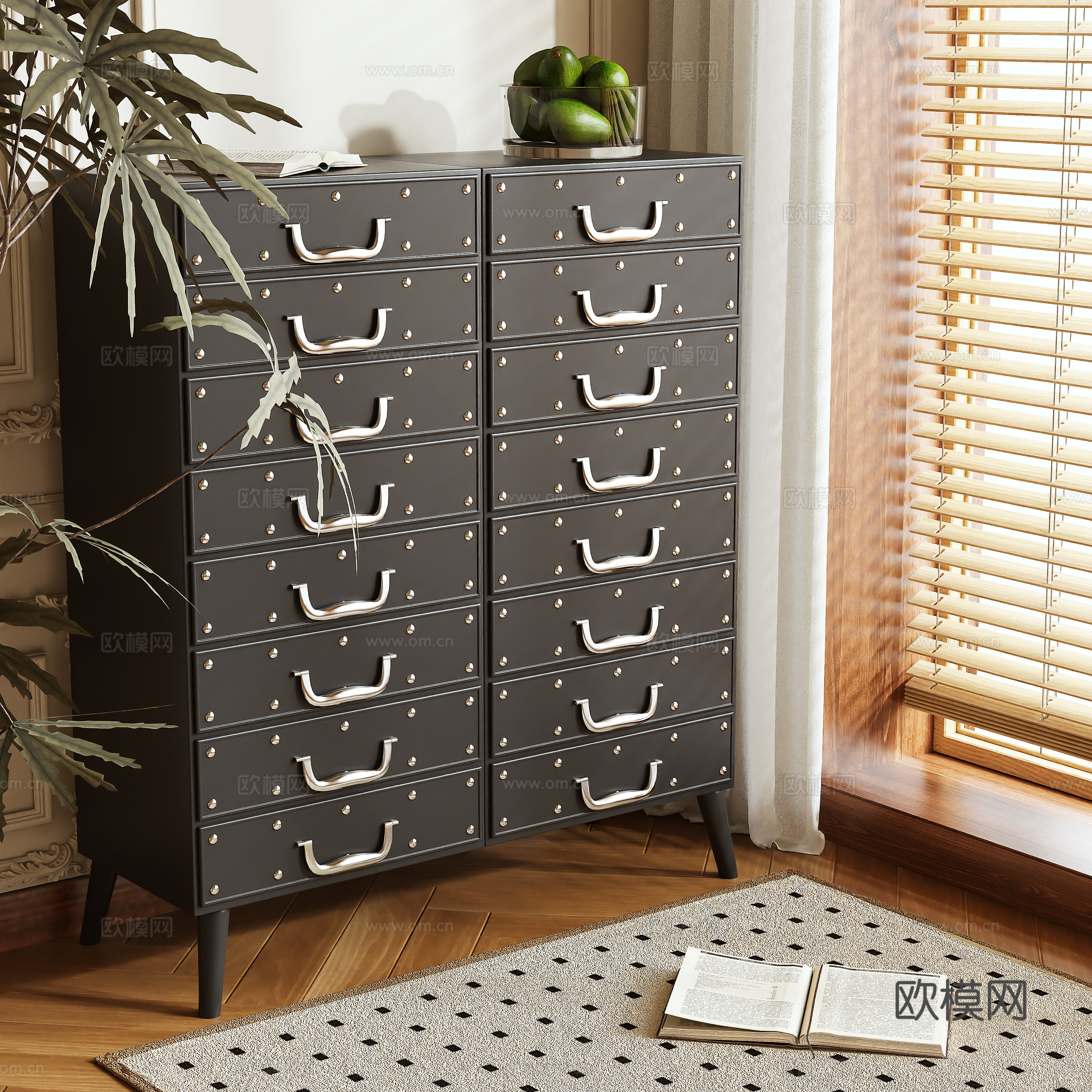 Middle-aged style chest of drawers chest of drawers 3d model