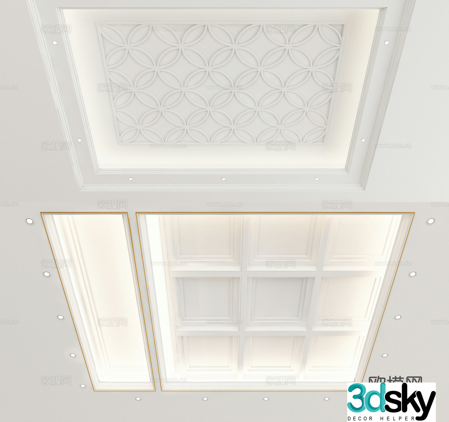 European ceiling geometric pattern ceiling 3d model
