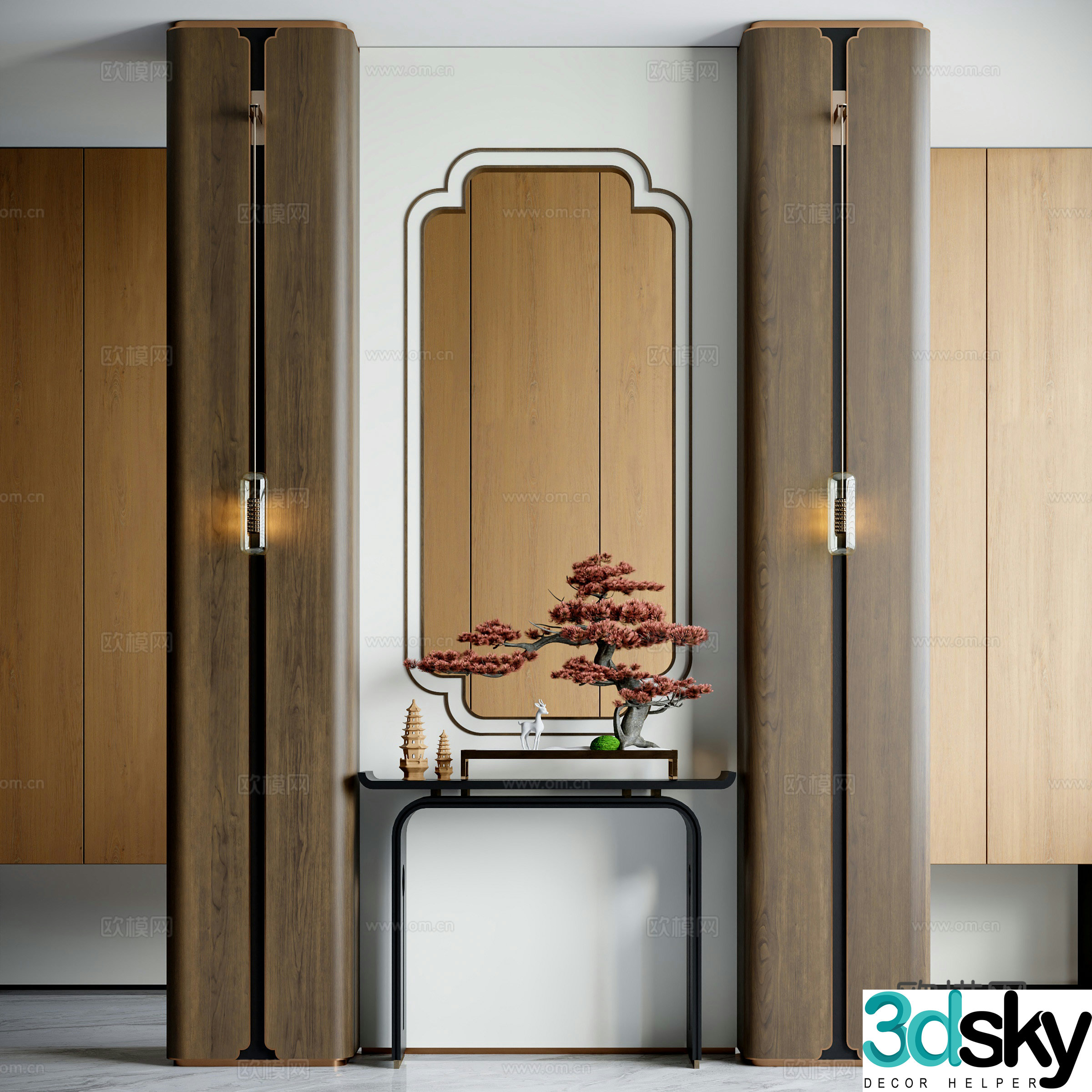 Modern entrance partition facing wall 3D model
