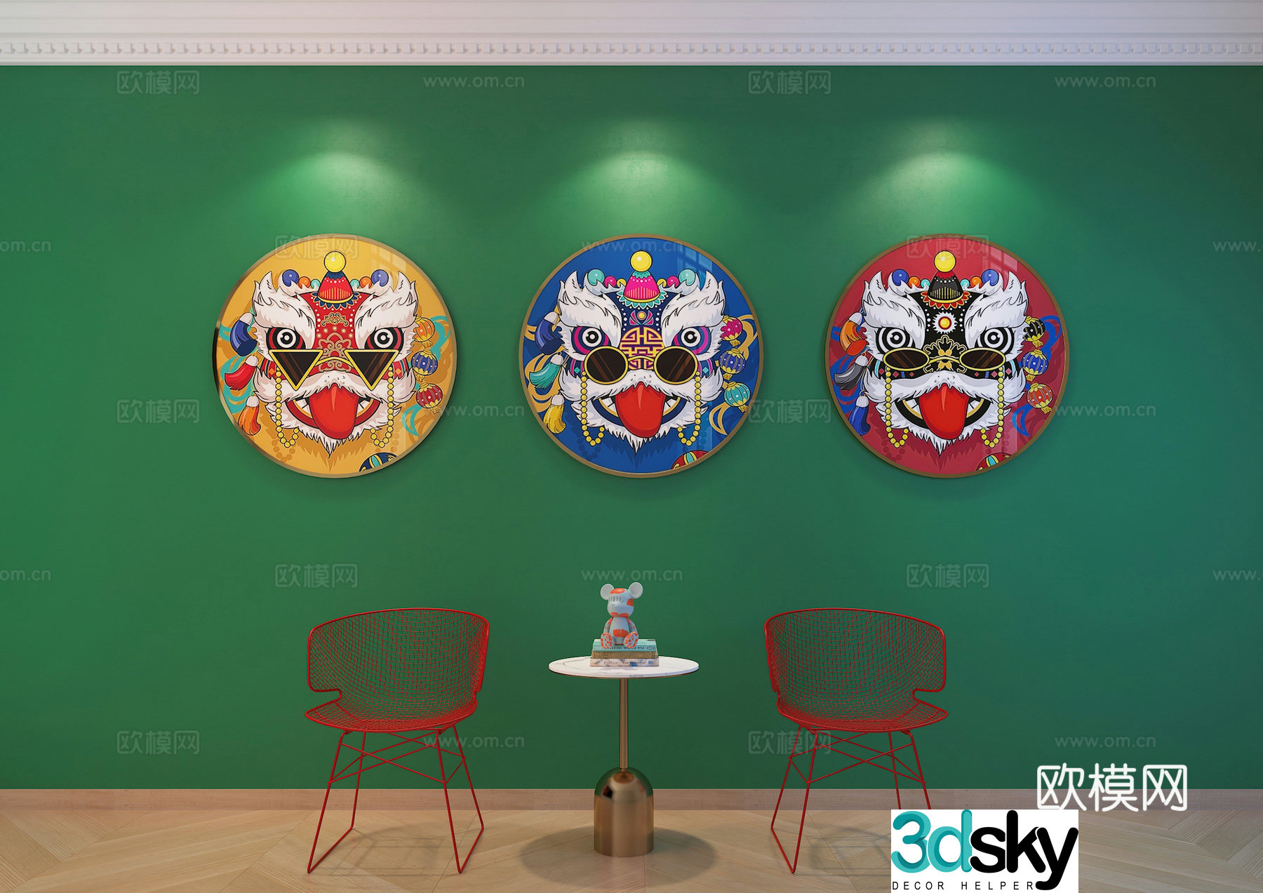 New Chinese style hanging paintings national trend decoration paintings hot pot restaurant decoration paintings 3D model